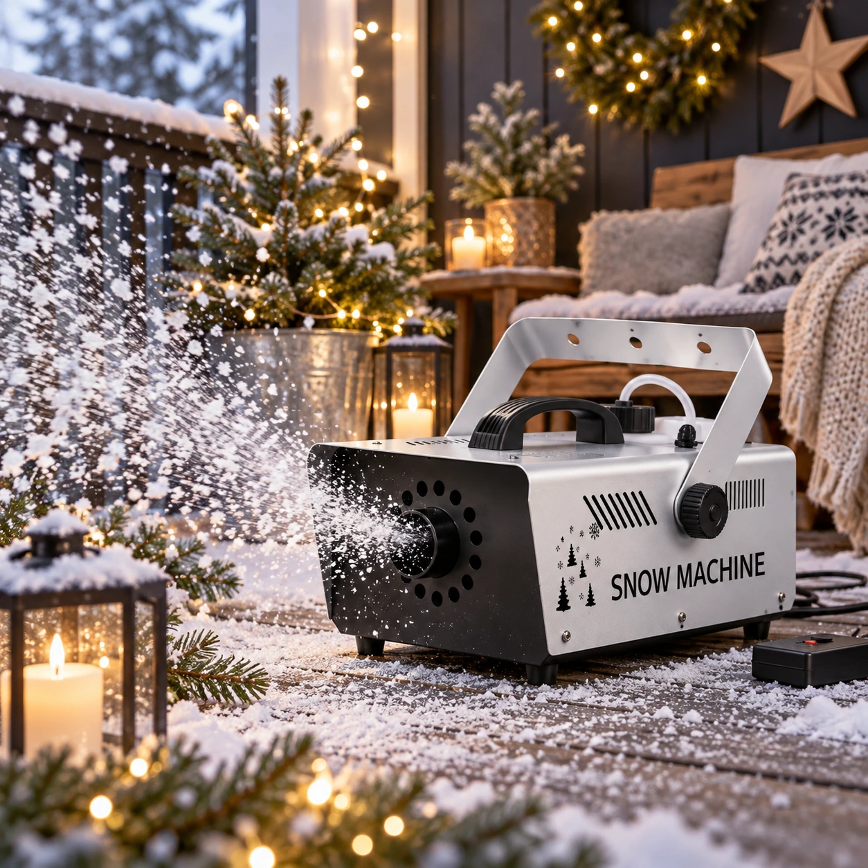 Snömaskin med trådlös och trådbunden fjärrkontroll