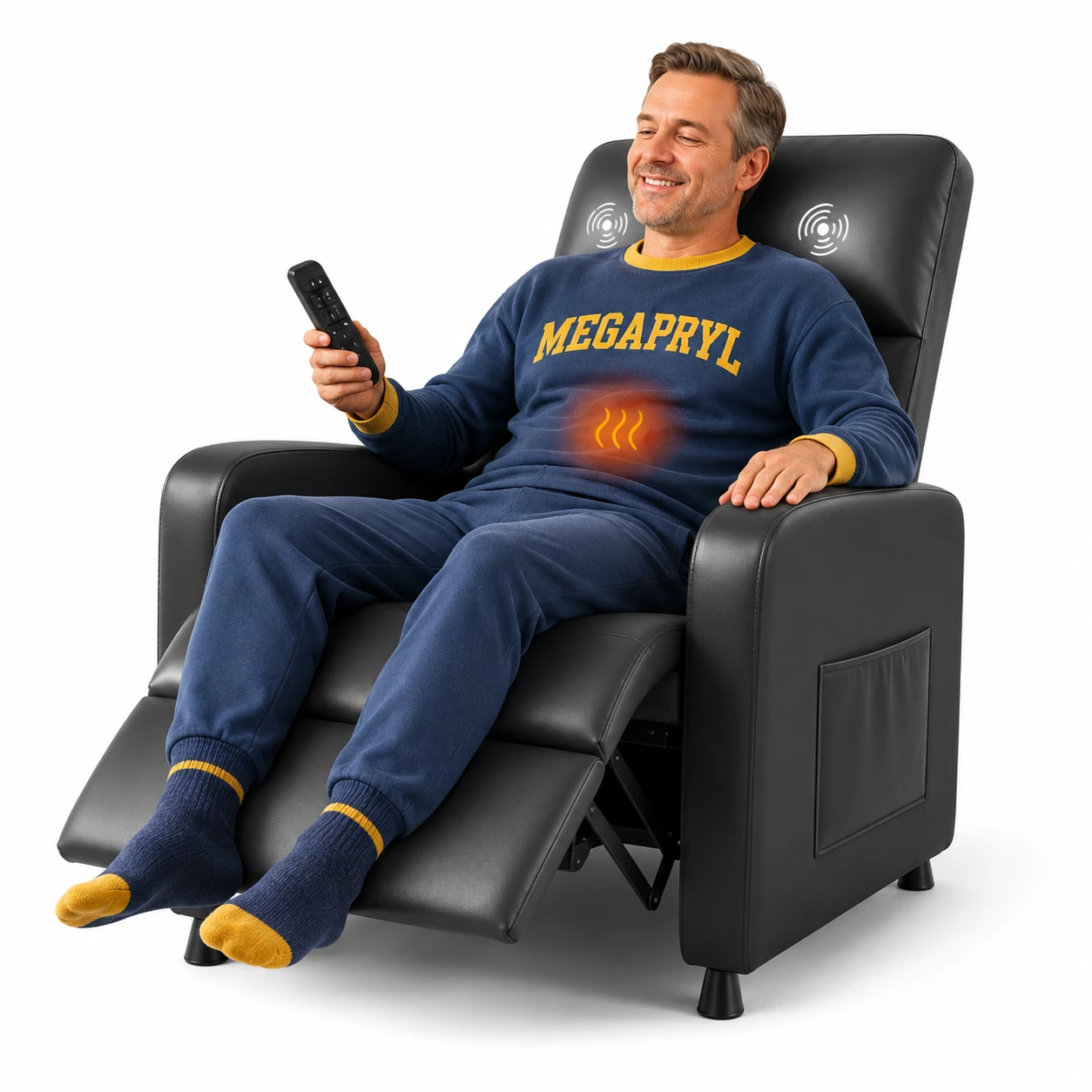 Massagefåtölj Elrecliner Svart med Värme och Fotstöd