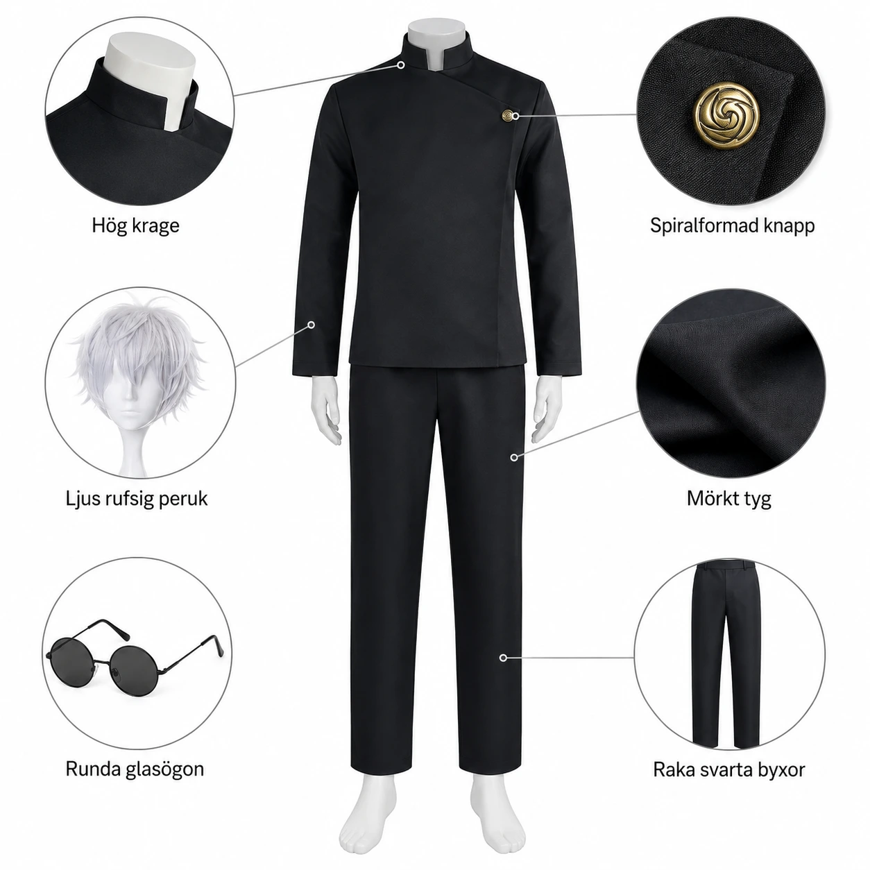 Cosplaydräkt för maskerad med uniformsstil