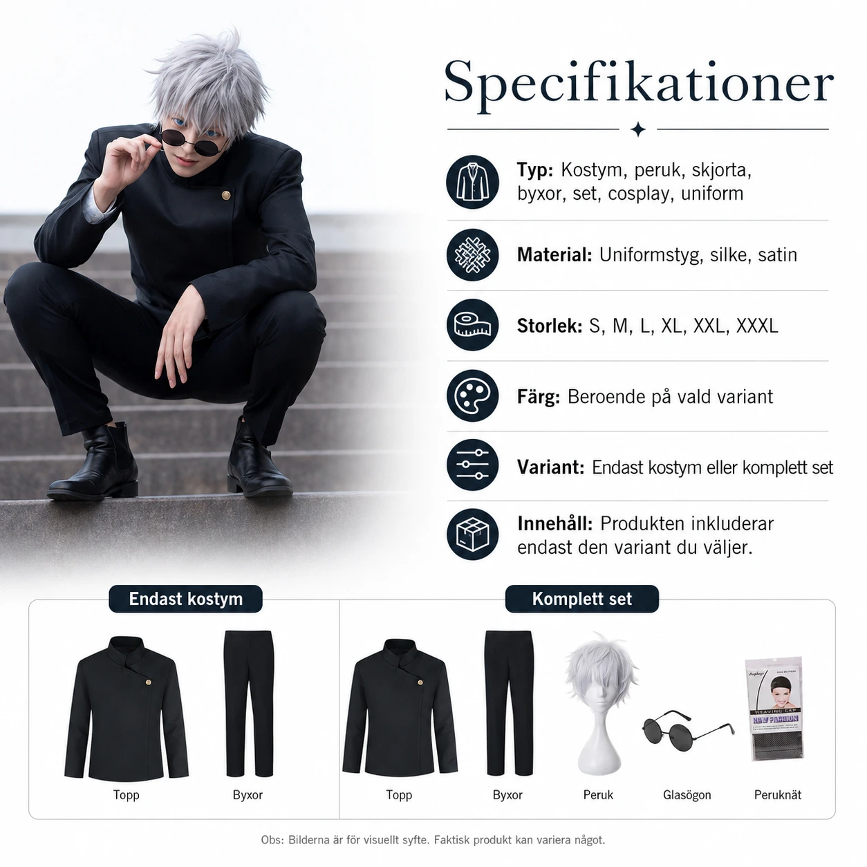 Cosplaydräkt för maskerad med uniformsstil