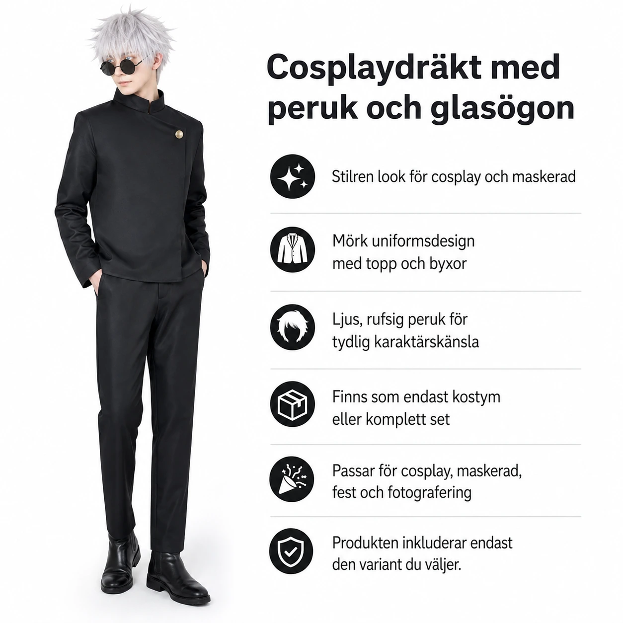 Cosplaydräkt för maskerad med uniformsstil