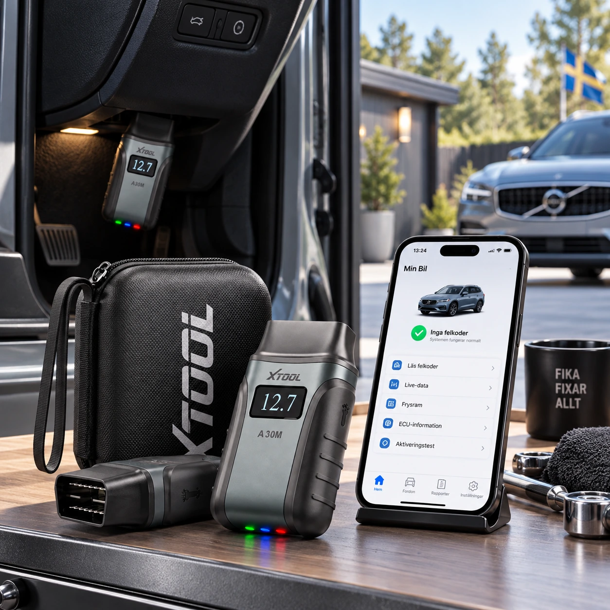 OBD2-diagnostiikkalaite autoon, Bluetooth ja sovellus