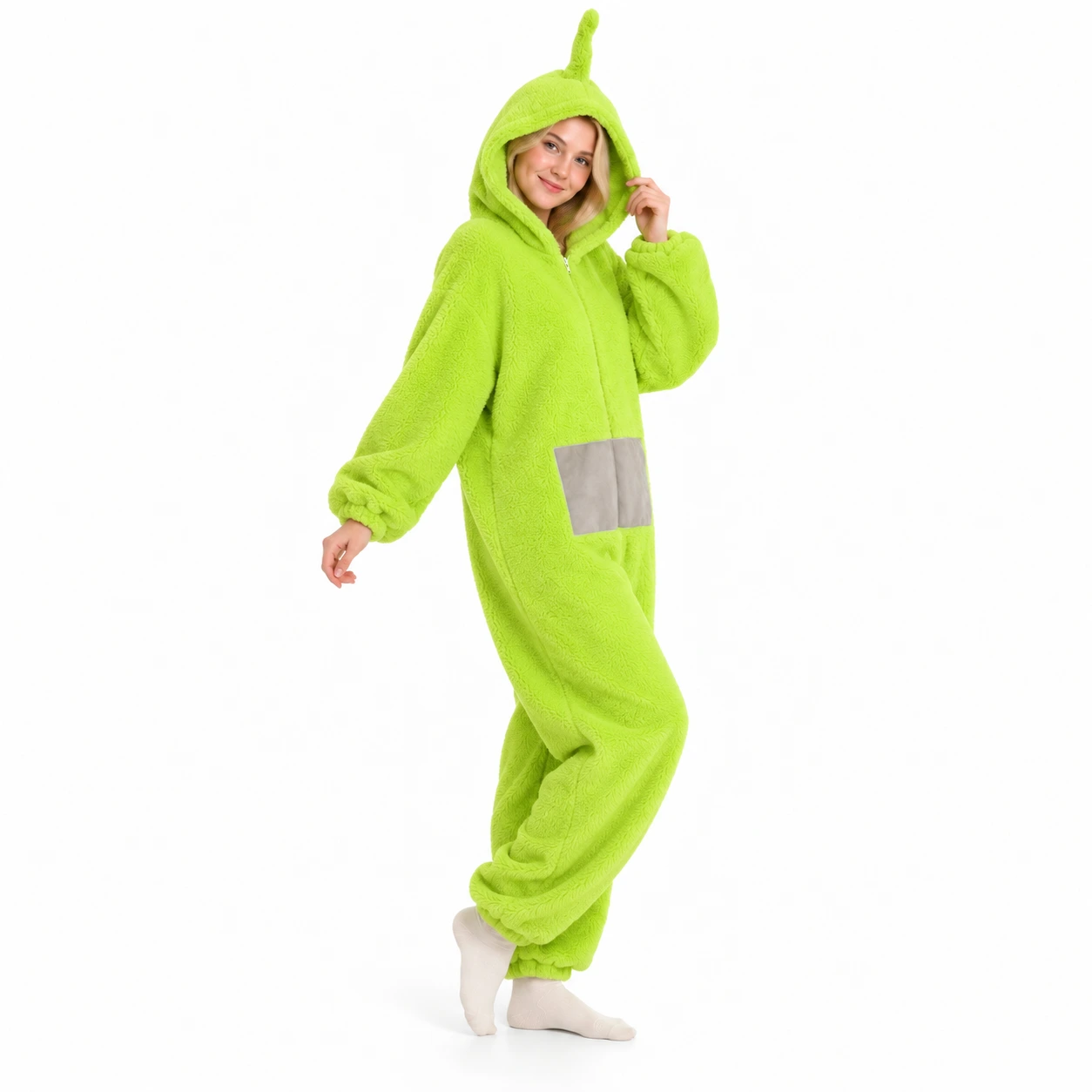Onesie med huva för vuxna och barn