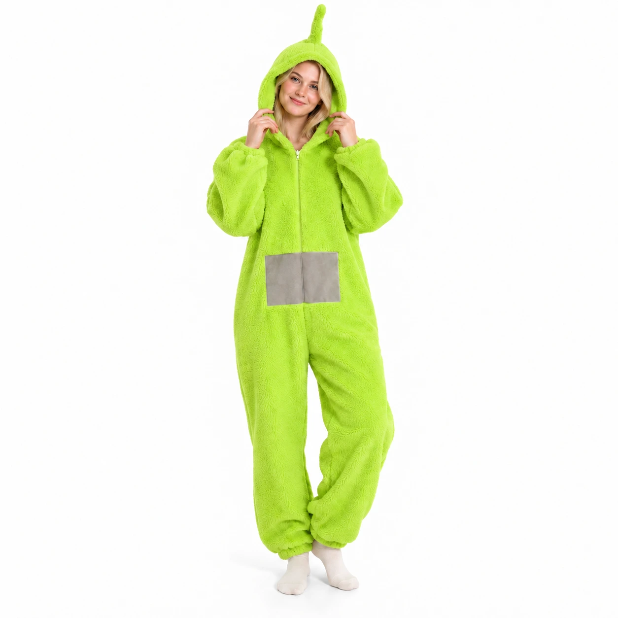 Onesie med huva för vuxna och barn