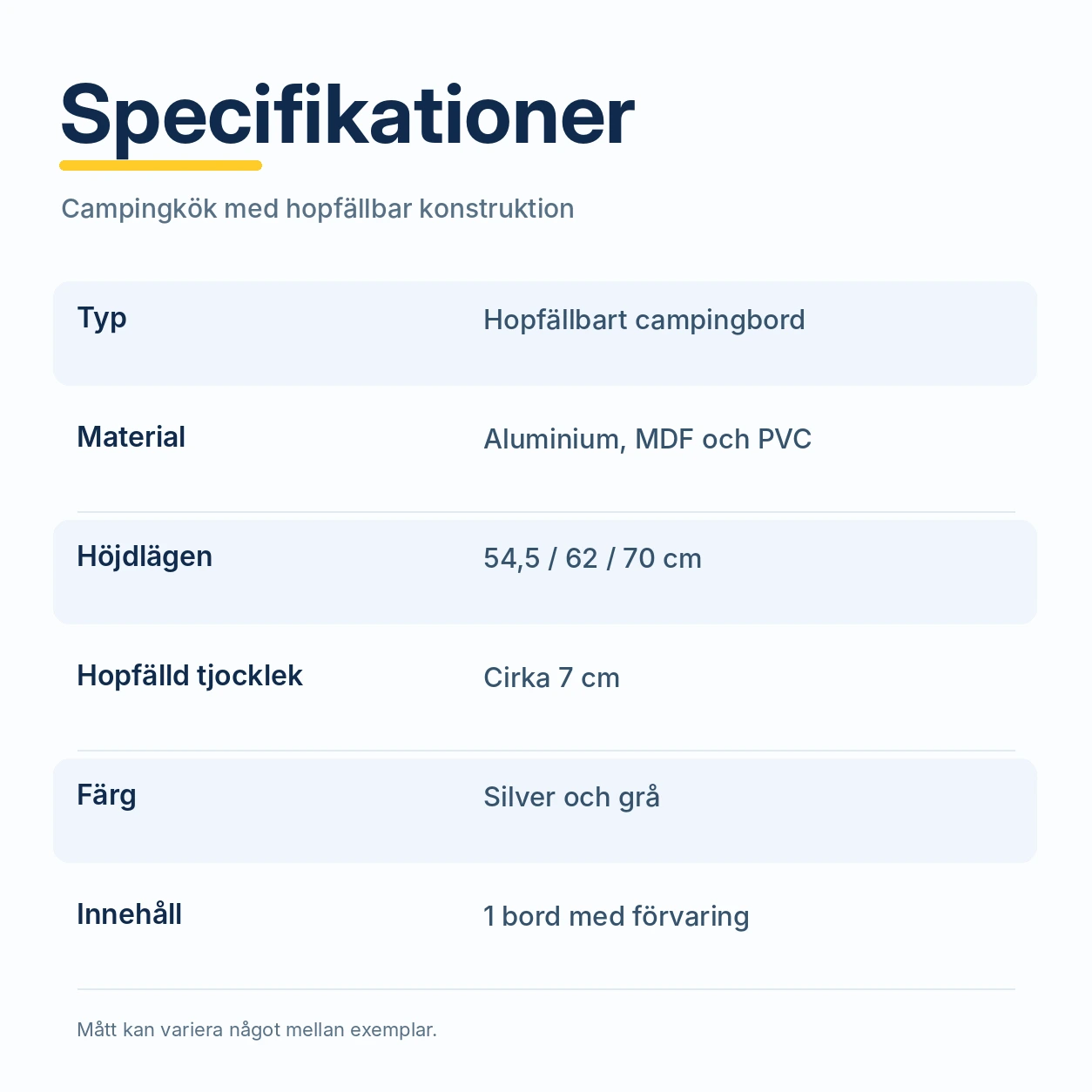 Campingkök bord för camping och grill med förvaring