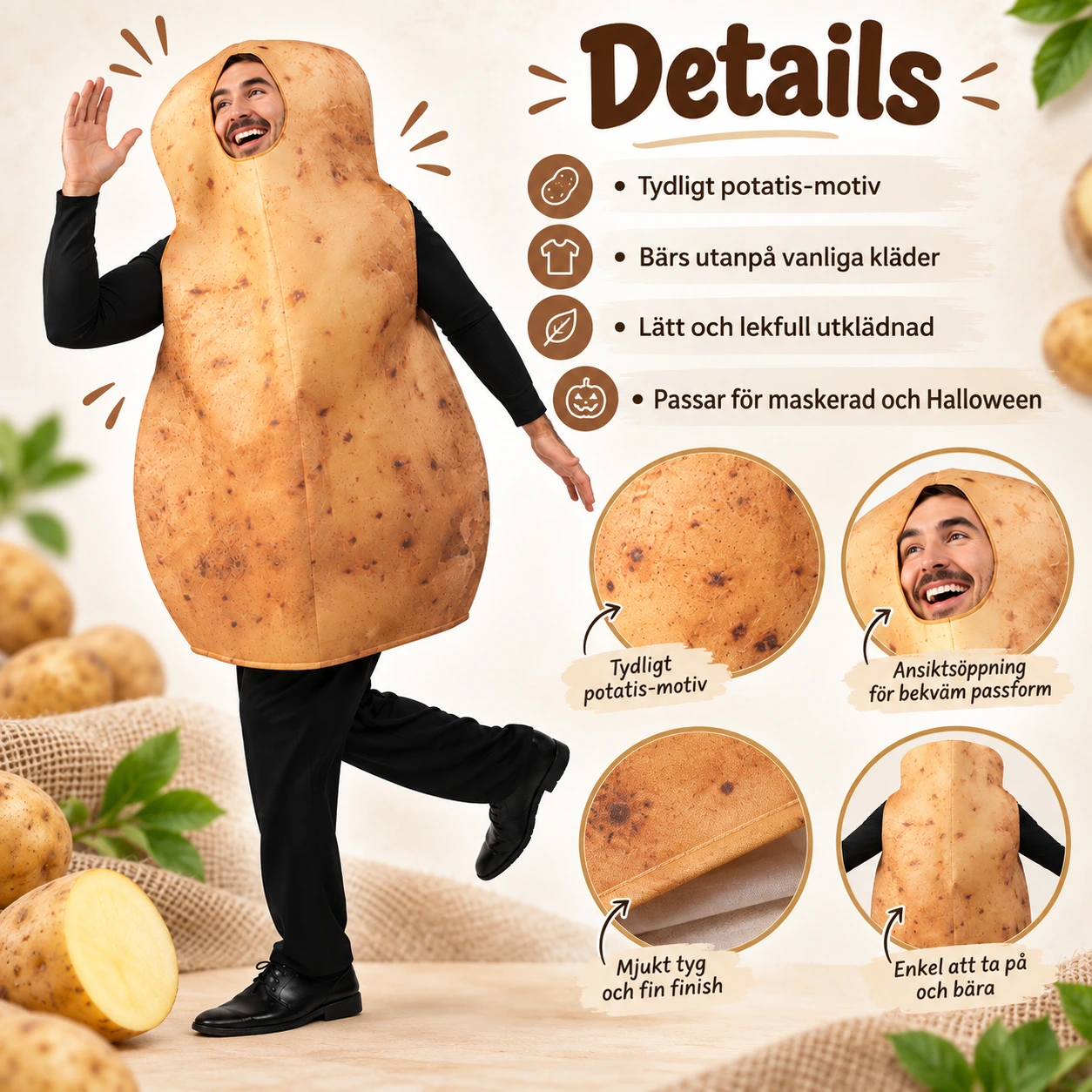 Rolig Potatis Kostym för Vuxna