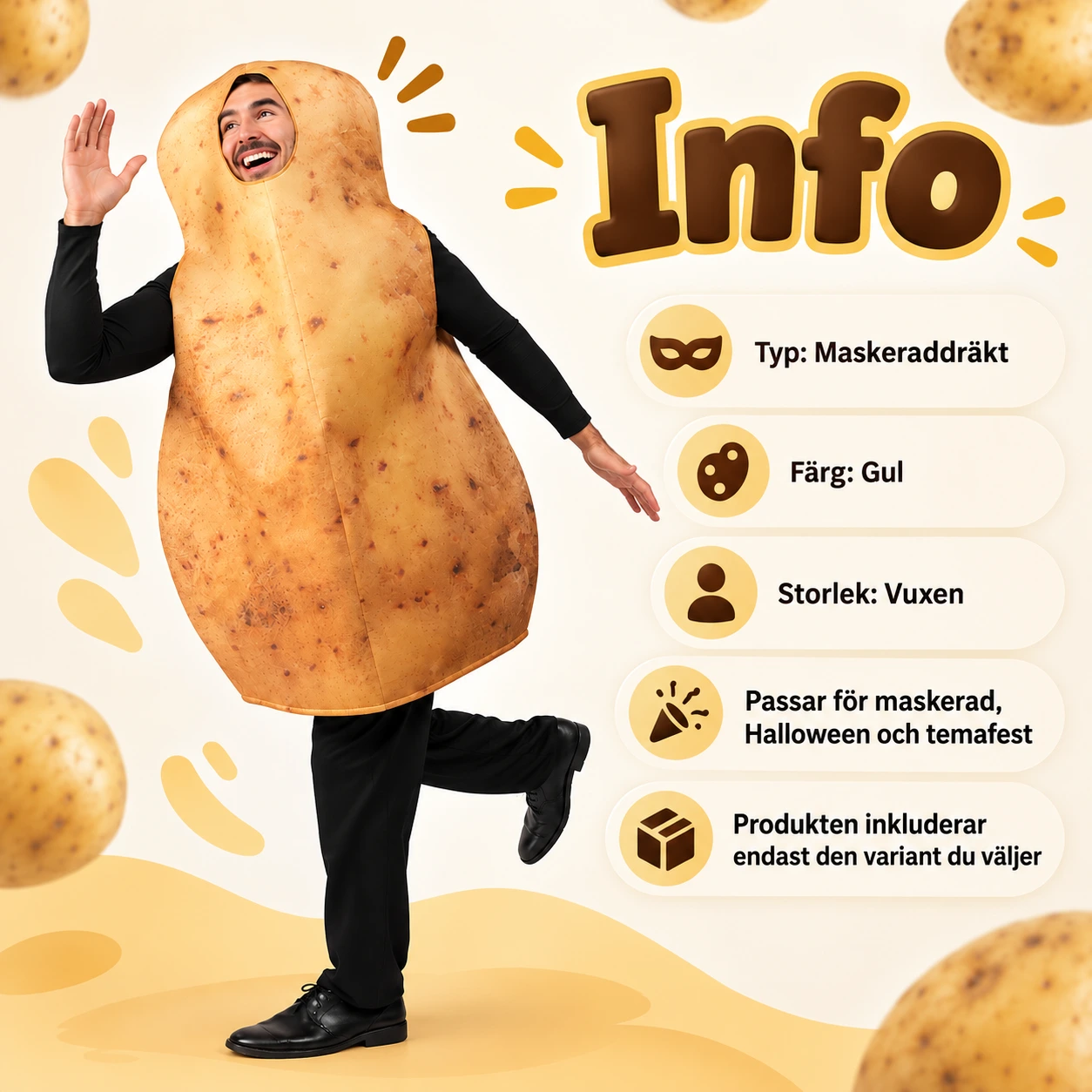 Rolig Potatis Kostym för Vuxna