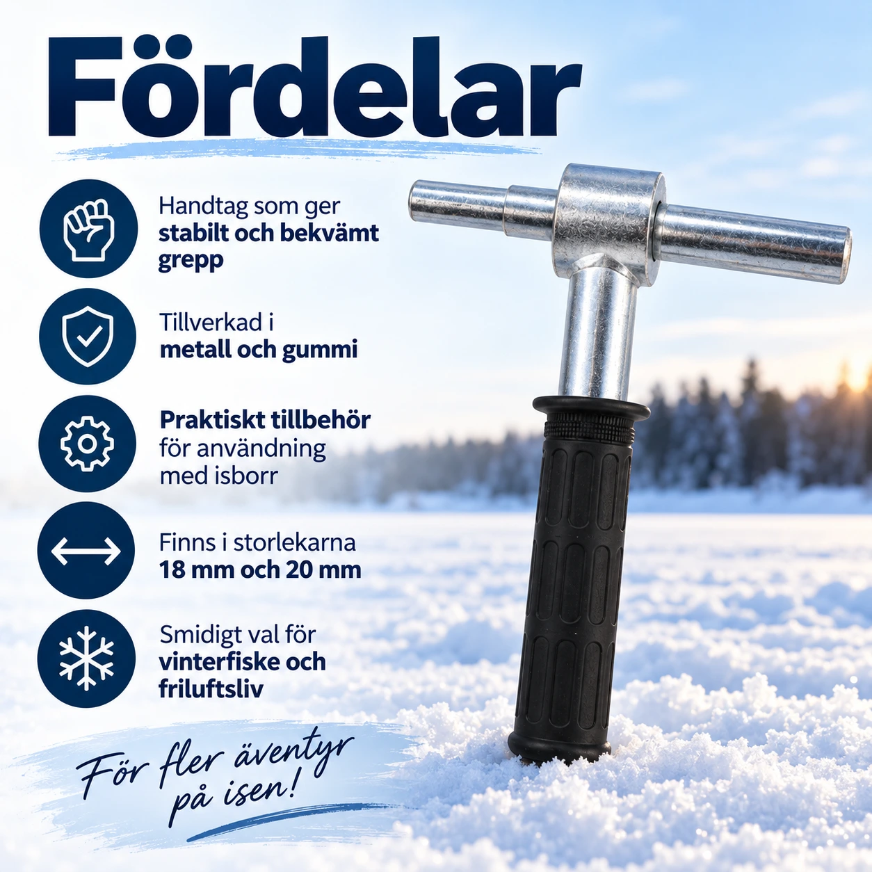 Isborradapter med handtag i metall och gummi