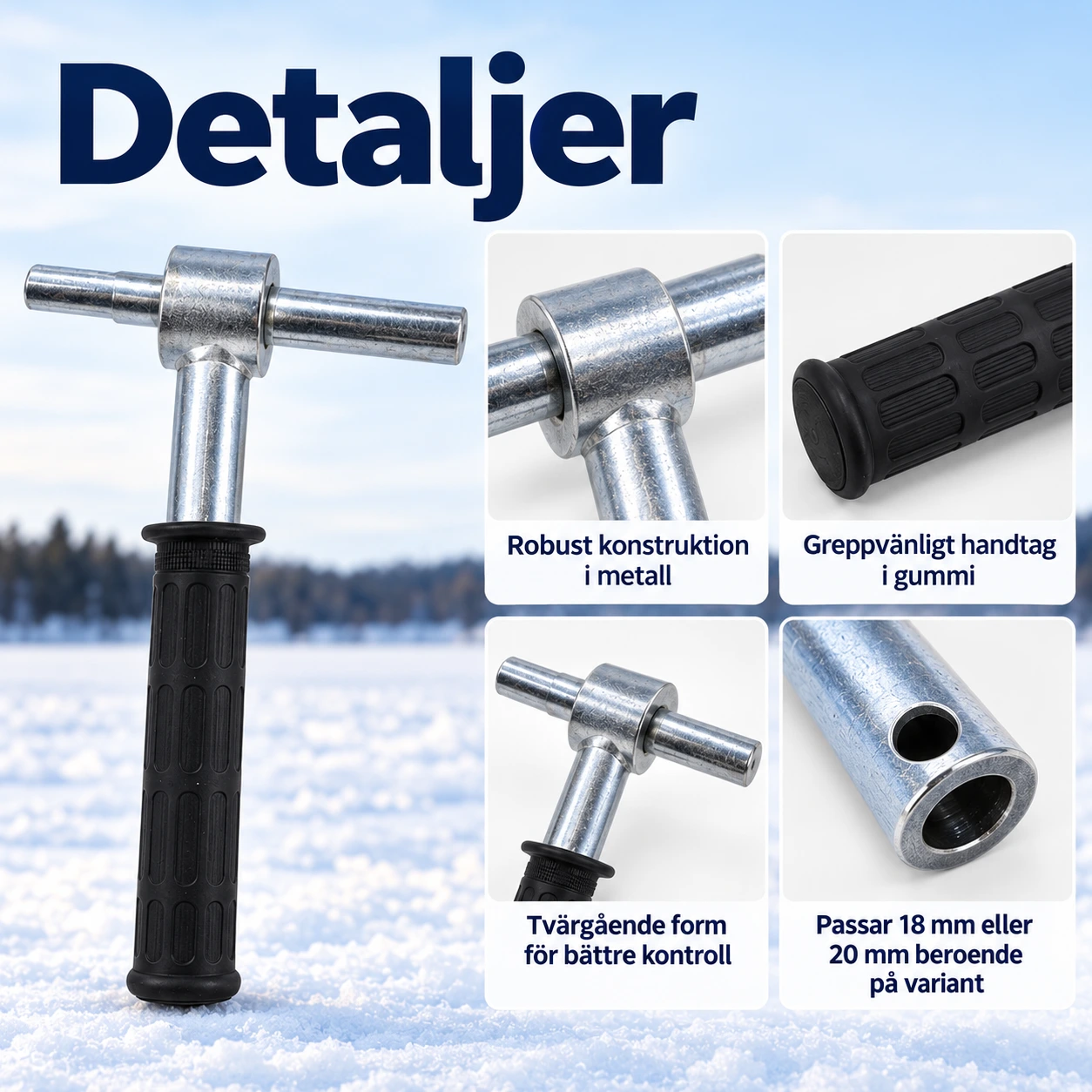 Jääkaira-adapteri metalli- ja kumikahvalla