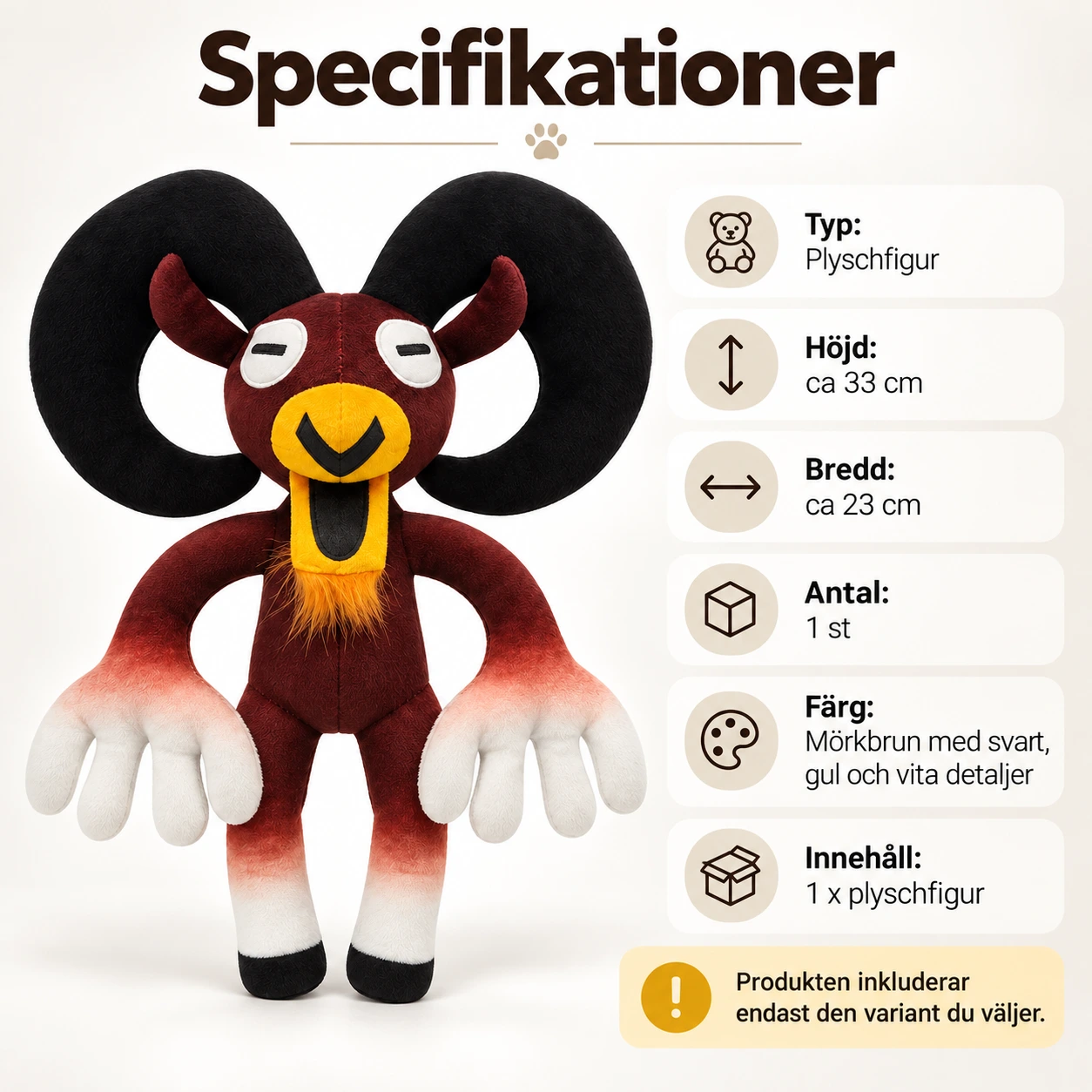 Mörkbrun Bagge med Svängda Horn och Stora Händer