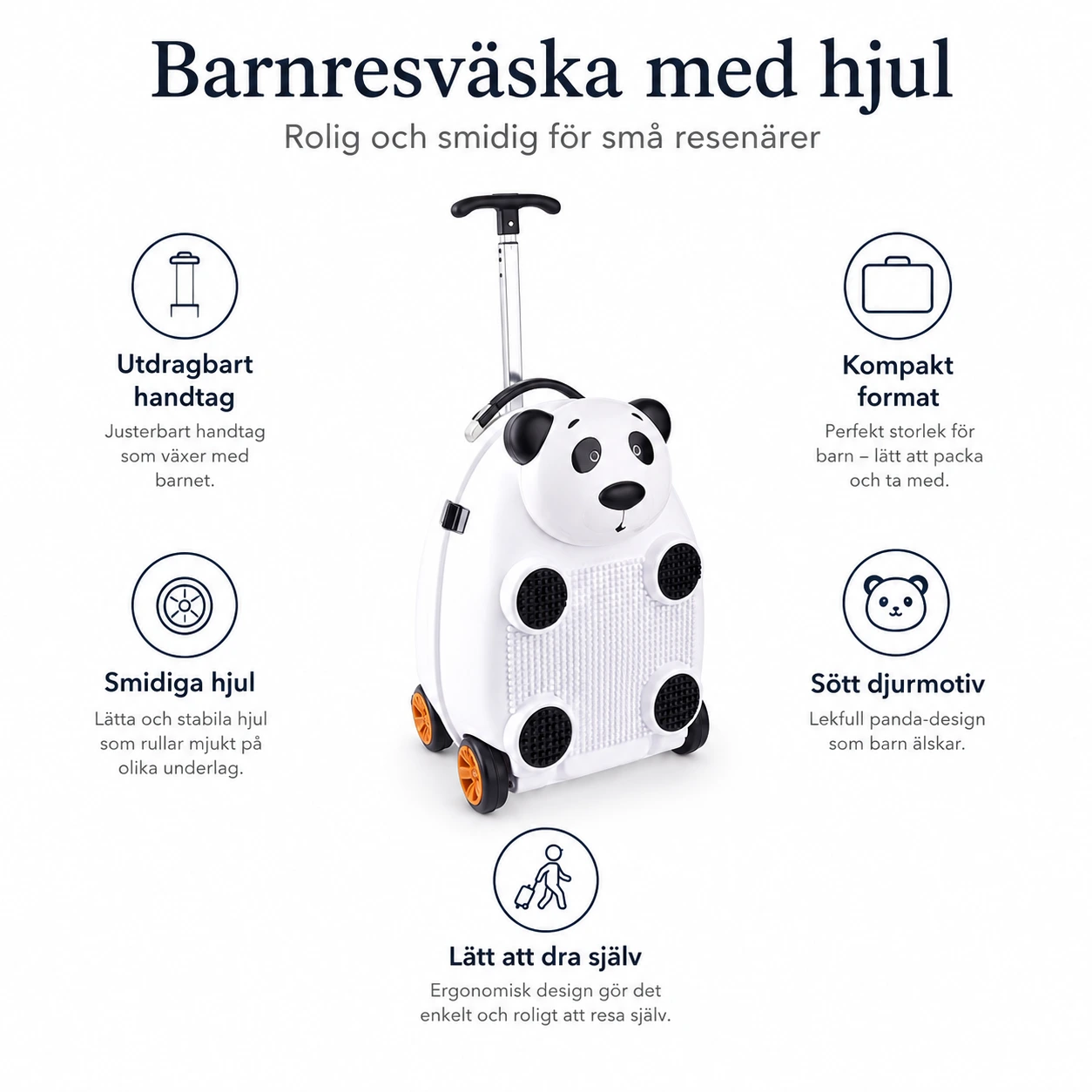 Barnresväska med hjul och utdragbart handtag