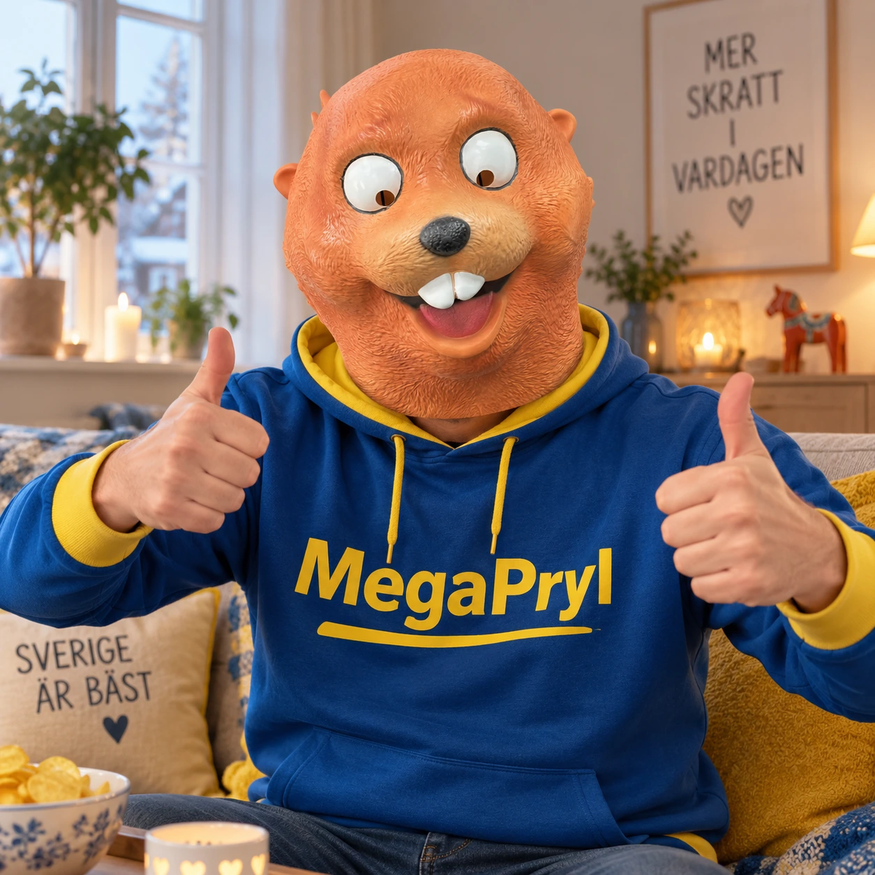 Brun Utter Latexmask med Stora Tänder
