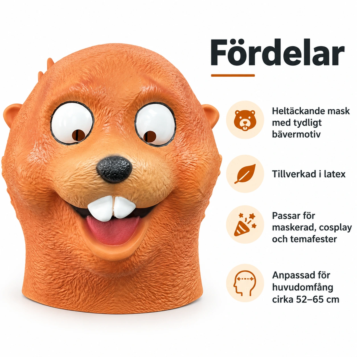 Brun Utter Latexmask med Stora Tänder