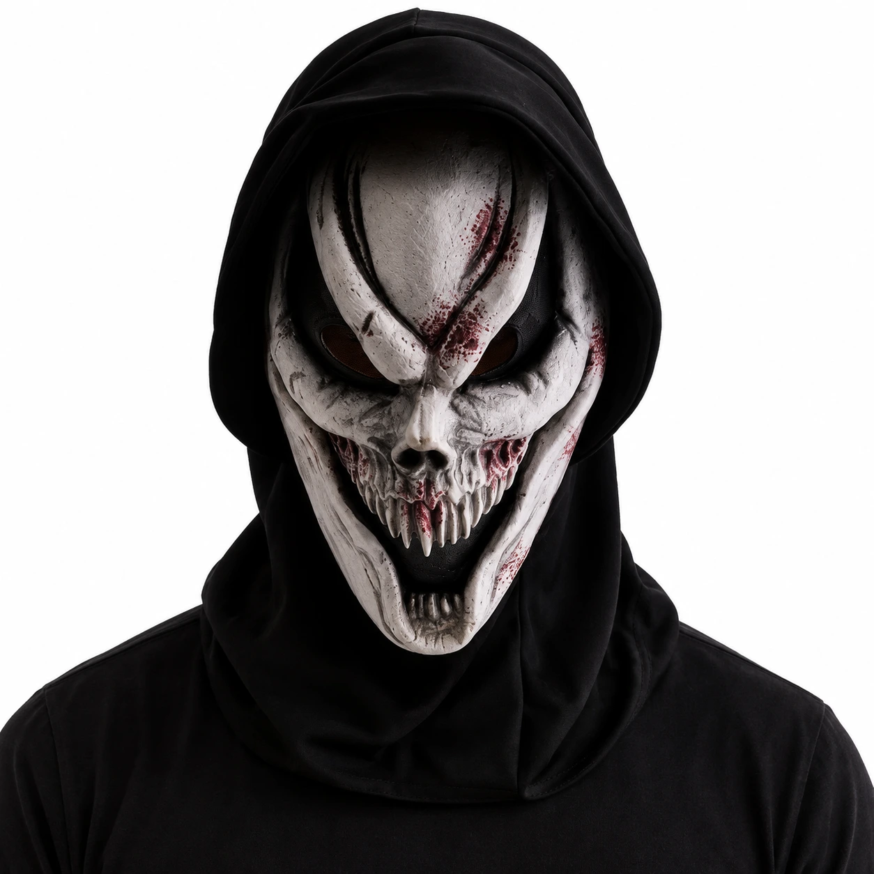 Skjelettmaske med hette