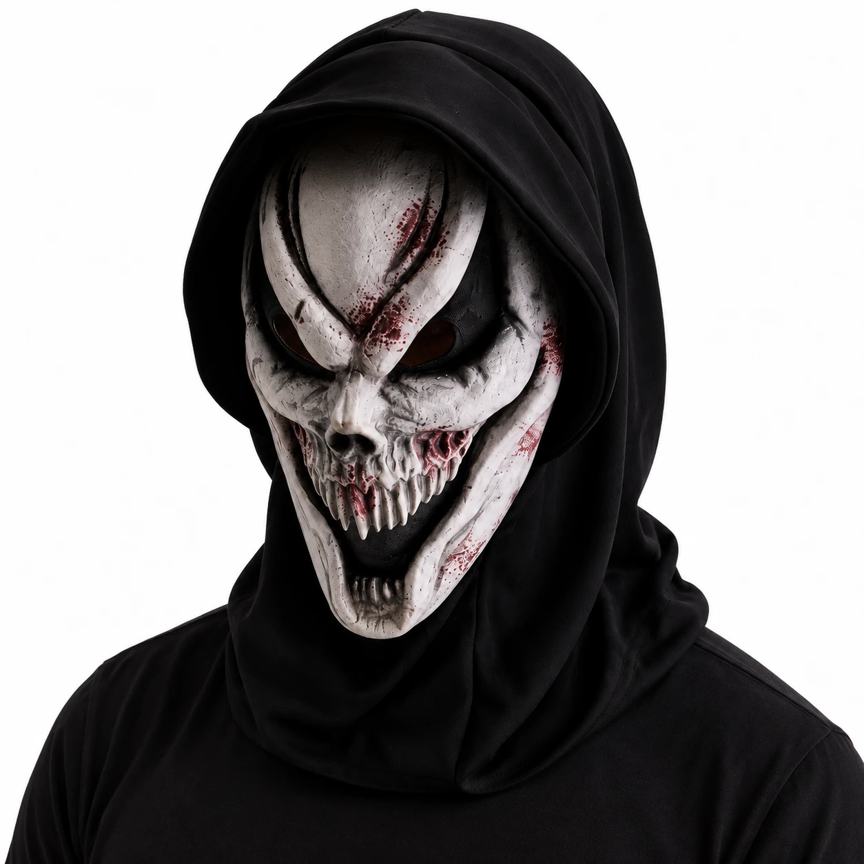 Skjelettmaske med hette