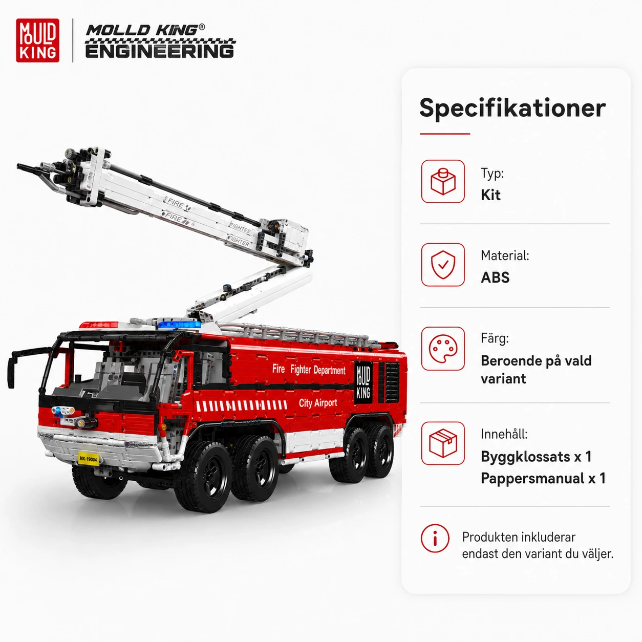 Byggklossats brandbil flygplats räddningsfordon