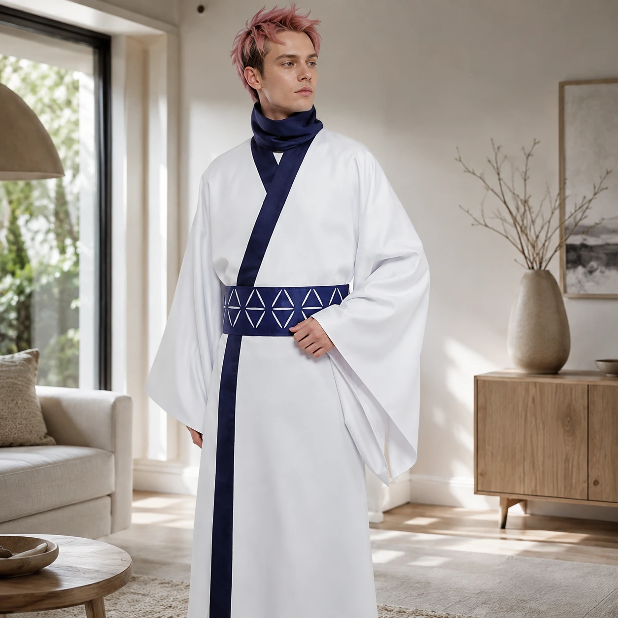 Anime cosplaydräkt med kimono och bälte