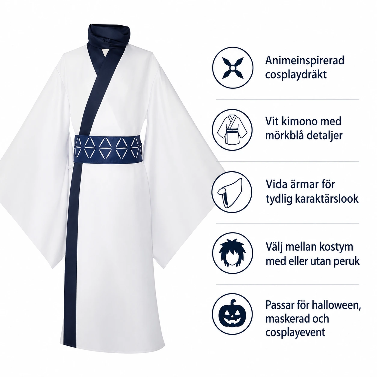 Anime cosplaydräkt med kimono och bälte