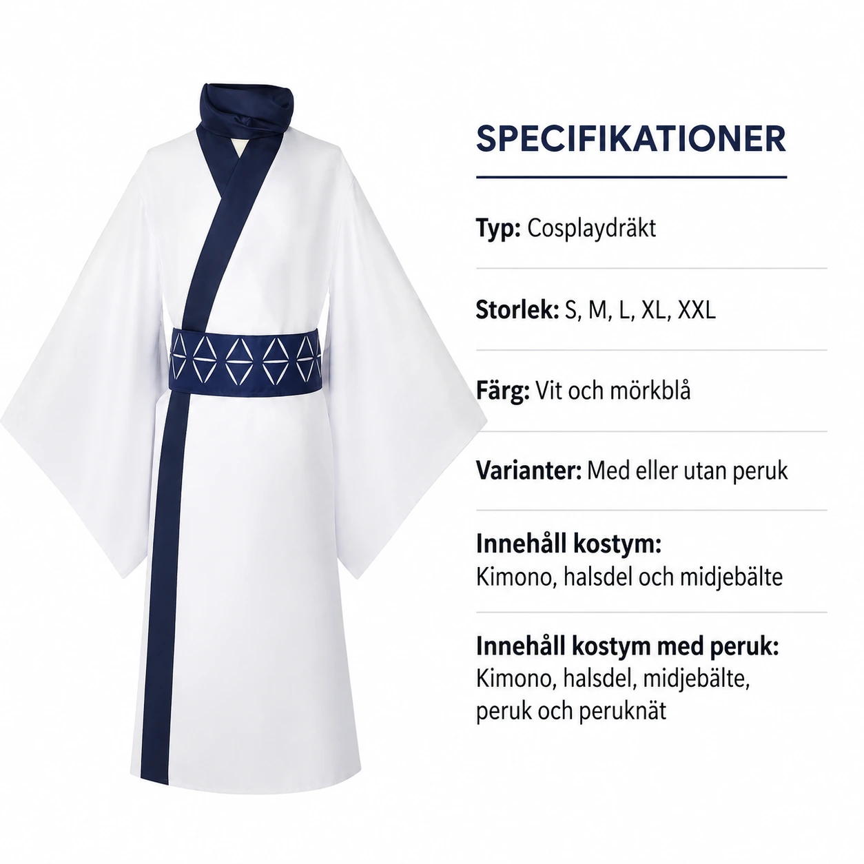 Anime cosplaydräkt med kimono och bälte