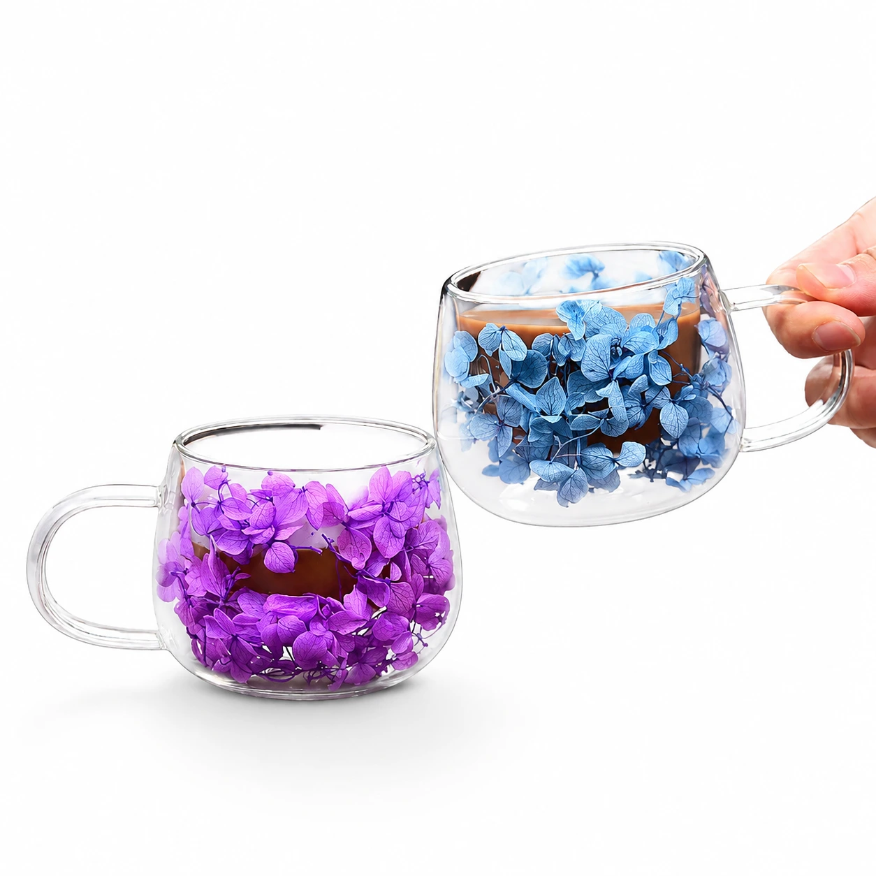 Glasmugg med Torkade Blommor – Dubbelvägg