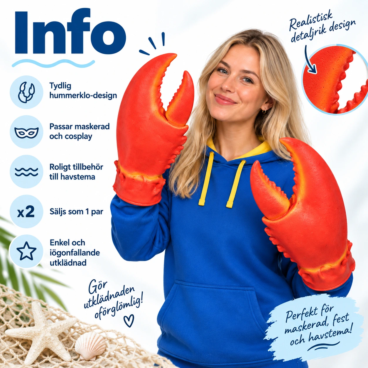 Röda Krabb- och Hummerklor Handskar för Vuxna