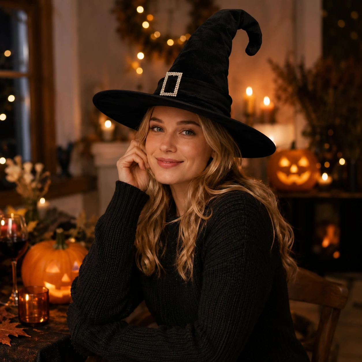 Häxhatt för halloween och maskerad