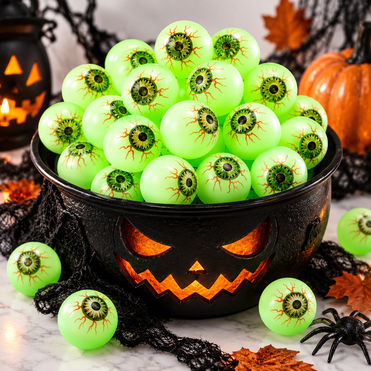 Självlysande ögonglobsbollar för halloween 