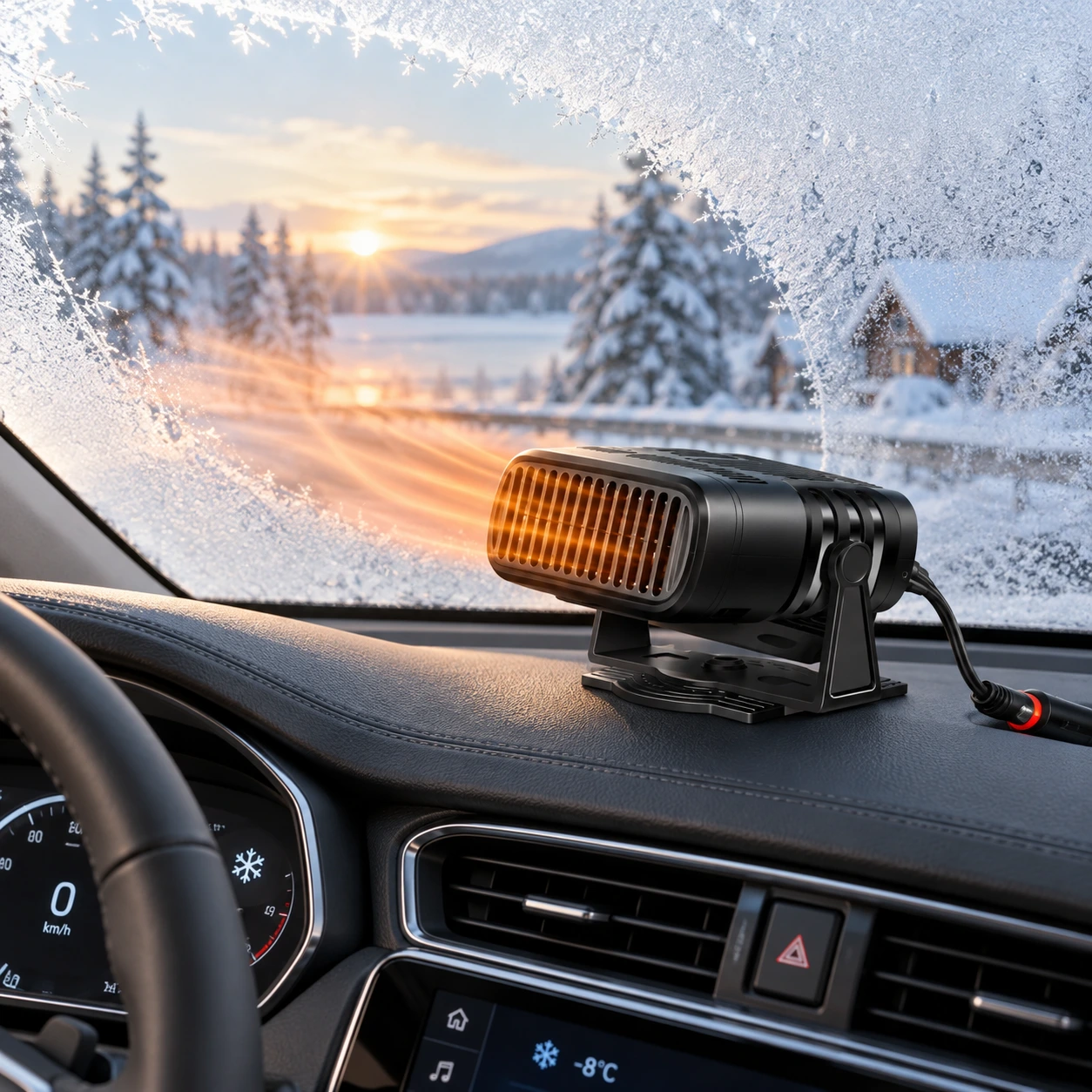 Auton sisätilanlämmitin 12V/24V, sulatus ja 360° säätö