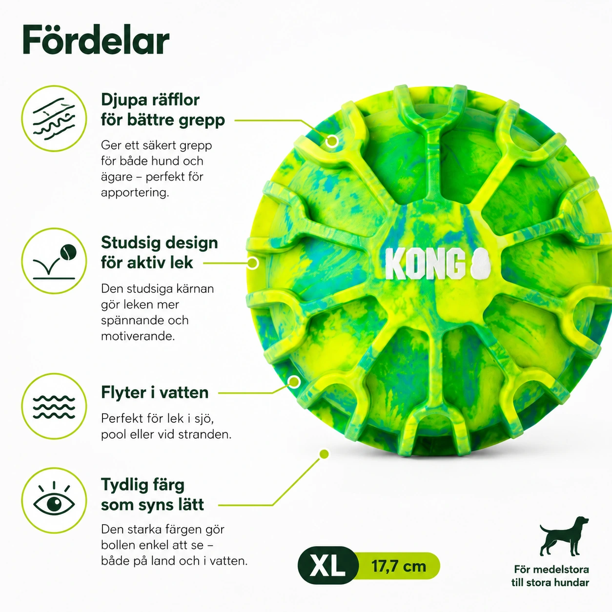 Apportboll för hund som flyter, XL