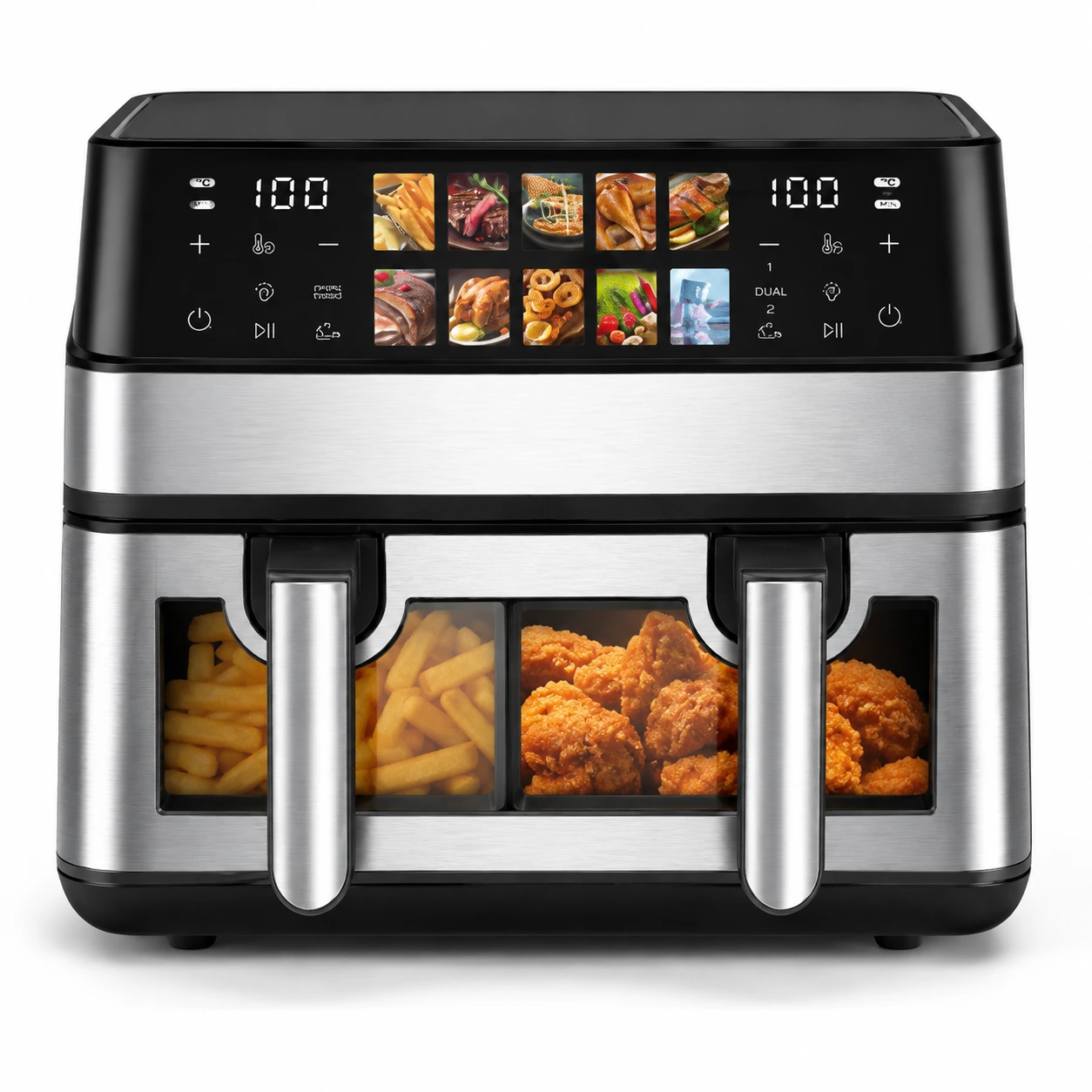 Airfryer kaksilla koreilla ja katseluikkunalla 8,5 l