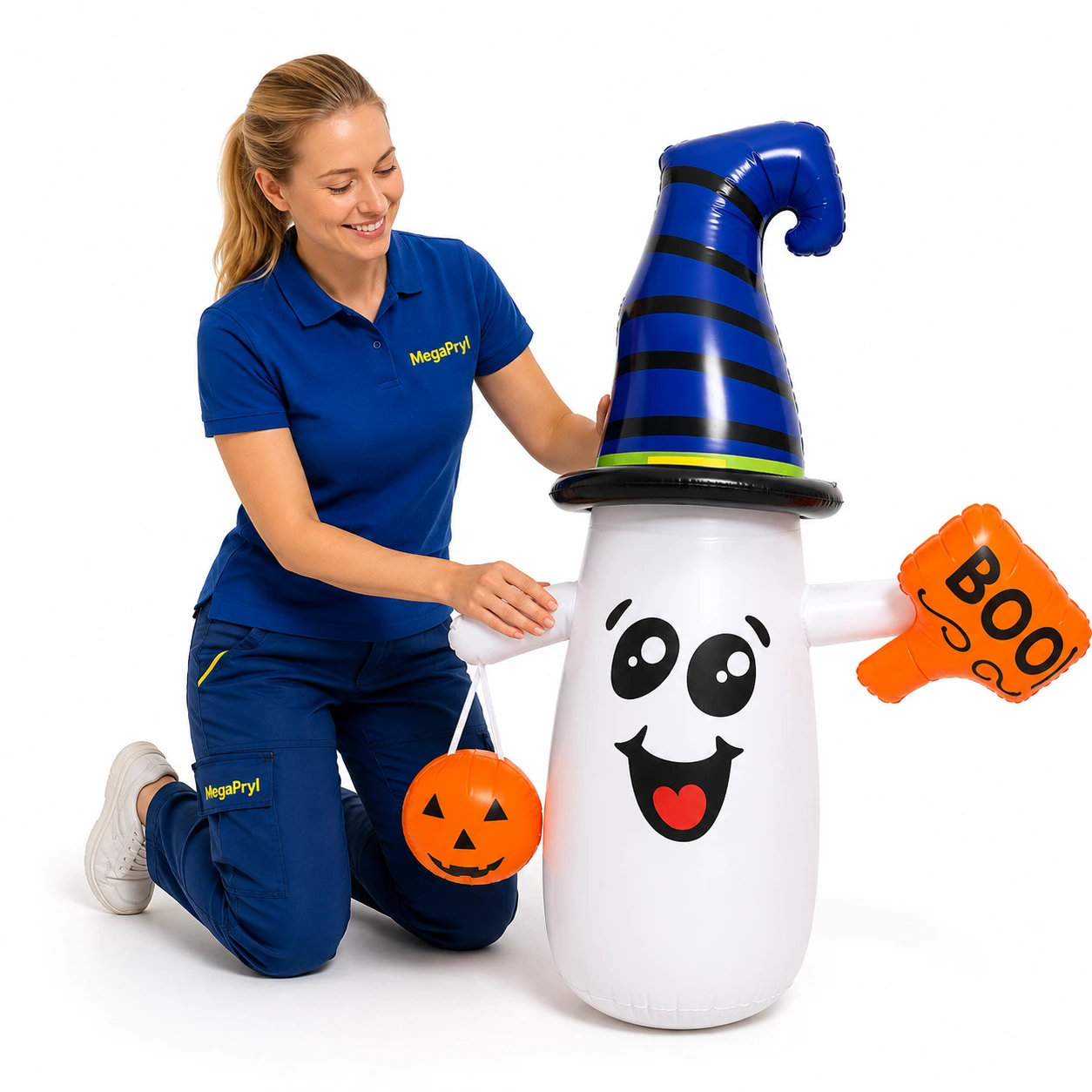 Uppblåsbart spöke för Halloween med belysning