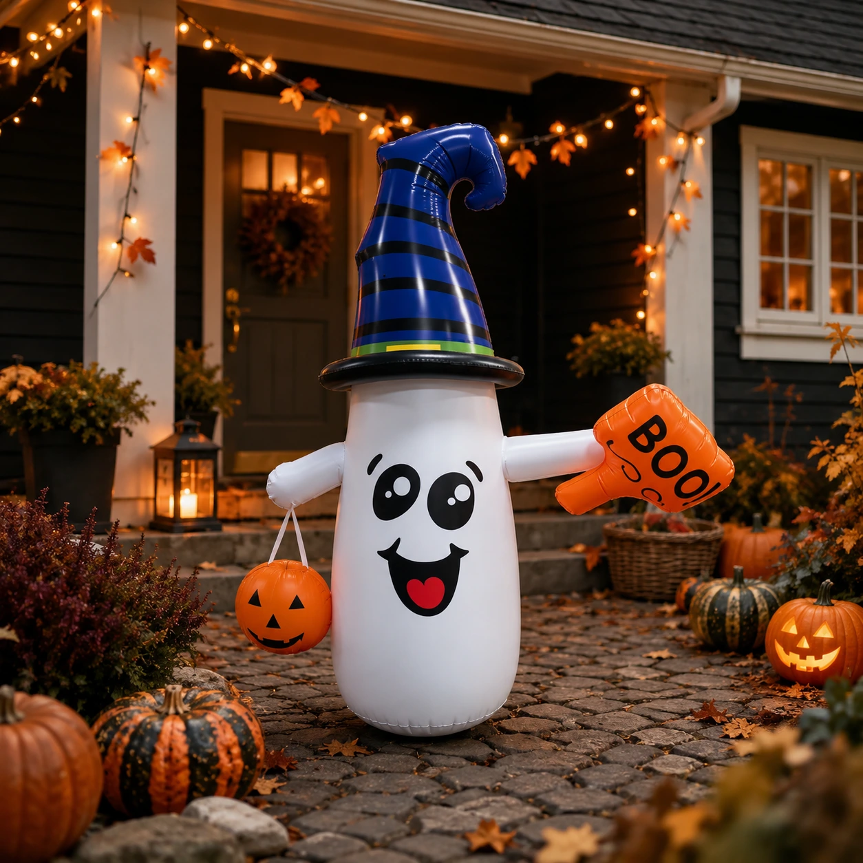 Uppblåsbart spöke för Halloween med belysning