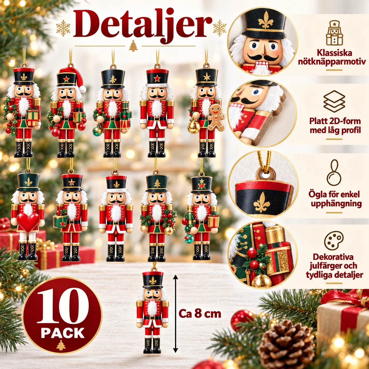 Nötknäpparhängen för julgran, 10-pack