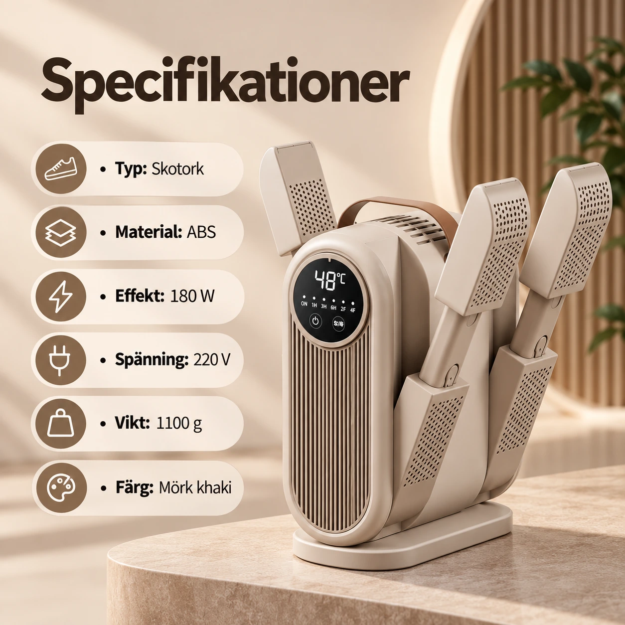 Skotork för skor och stövlar med timer och konstant värme