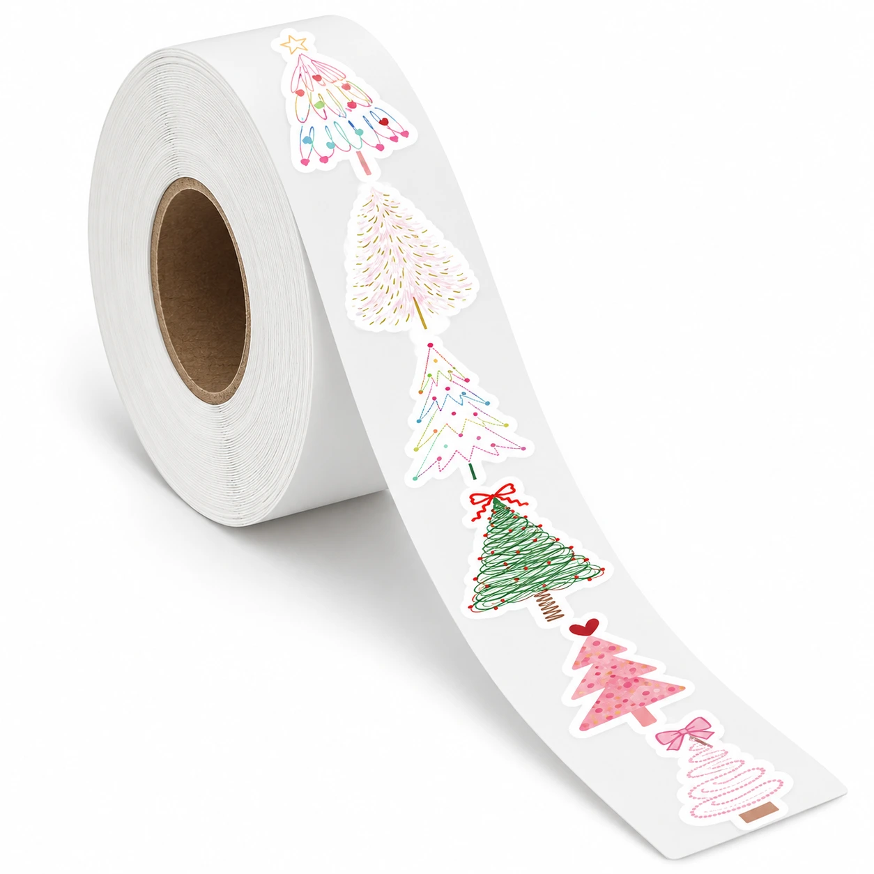 Julklistermärken på rulle med granmotiv, 500 st