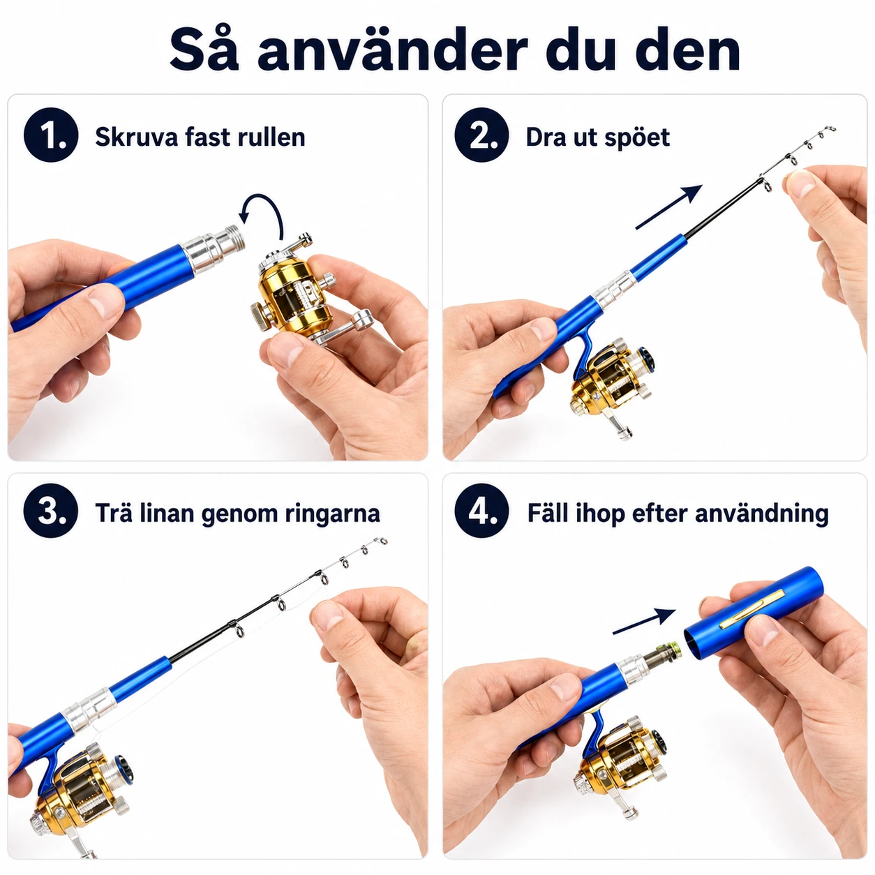 Fiskespö Mini 1 m – Hopfällbart med Rulle