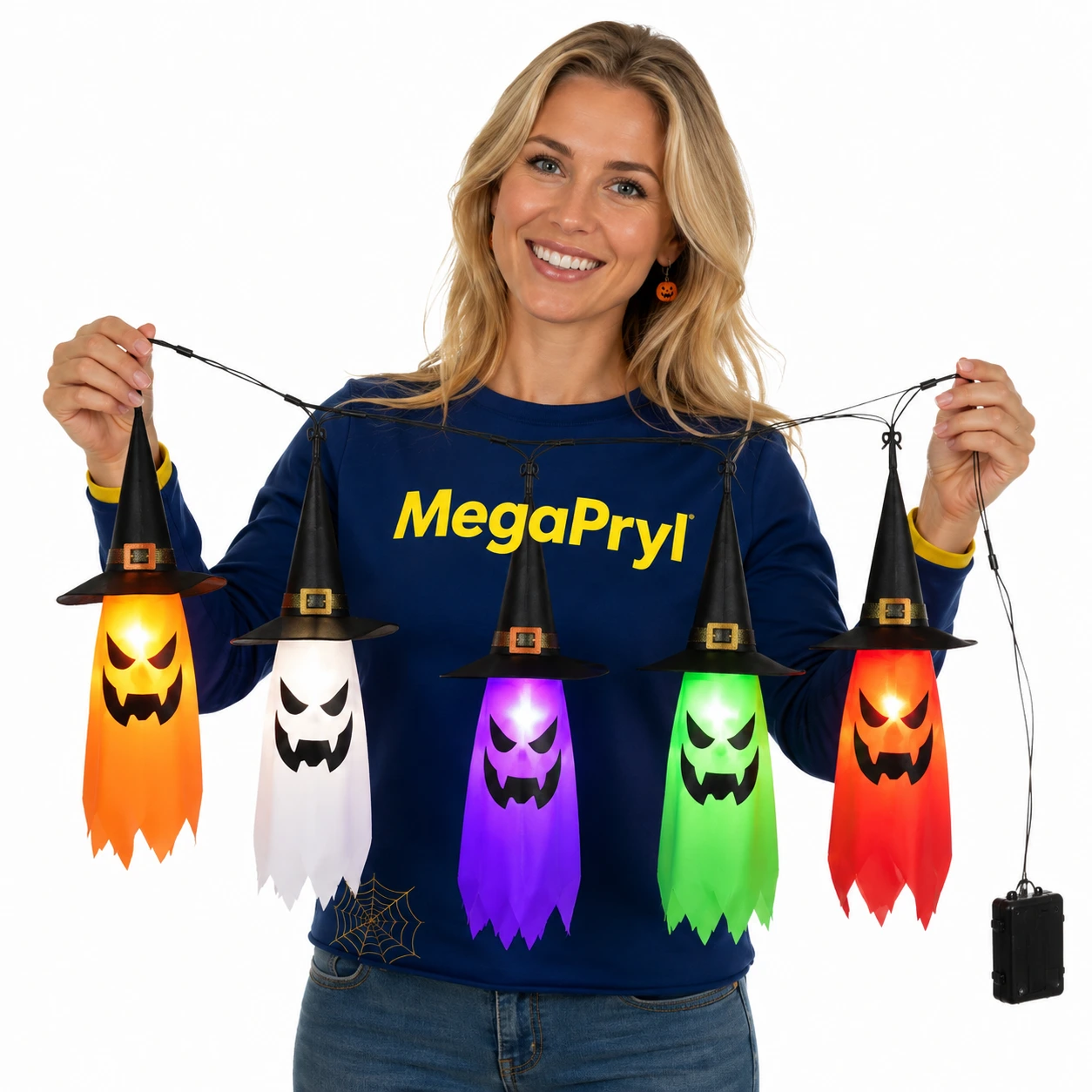 Halloween ljusslinga med häxhattar för trädgård och fest 5-pack