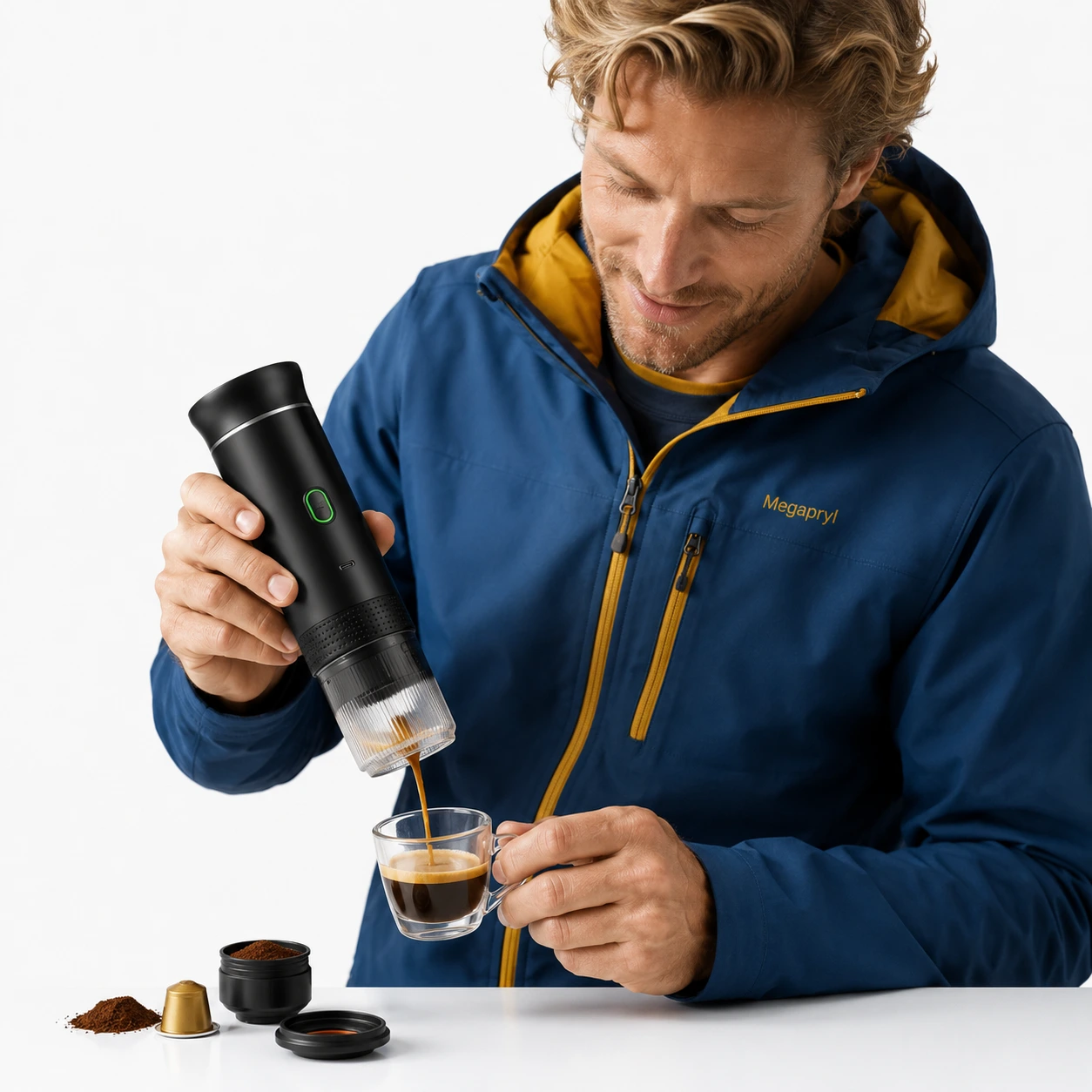 Bärbar Espressomaskin 20 Bar för Kapslar och Pulver
