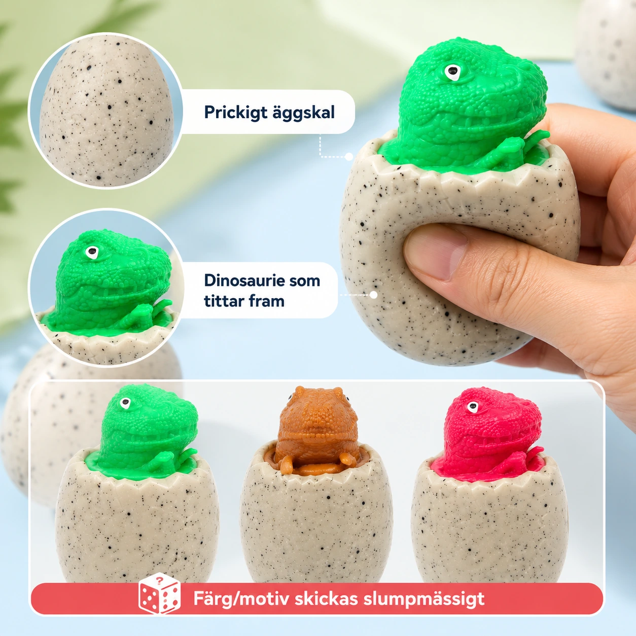 Dinosaurieägg Klämleksak