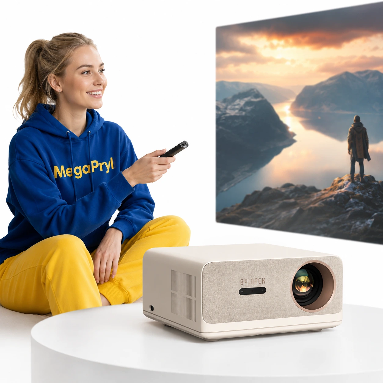 Projektor för hemmabio med Android 11 och auto-fokus