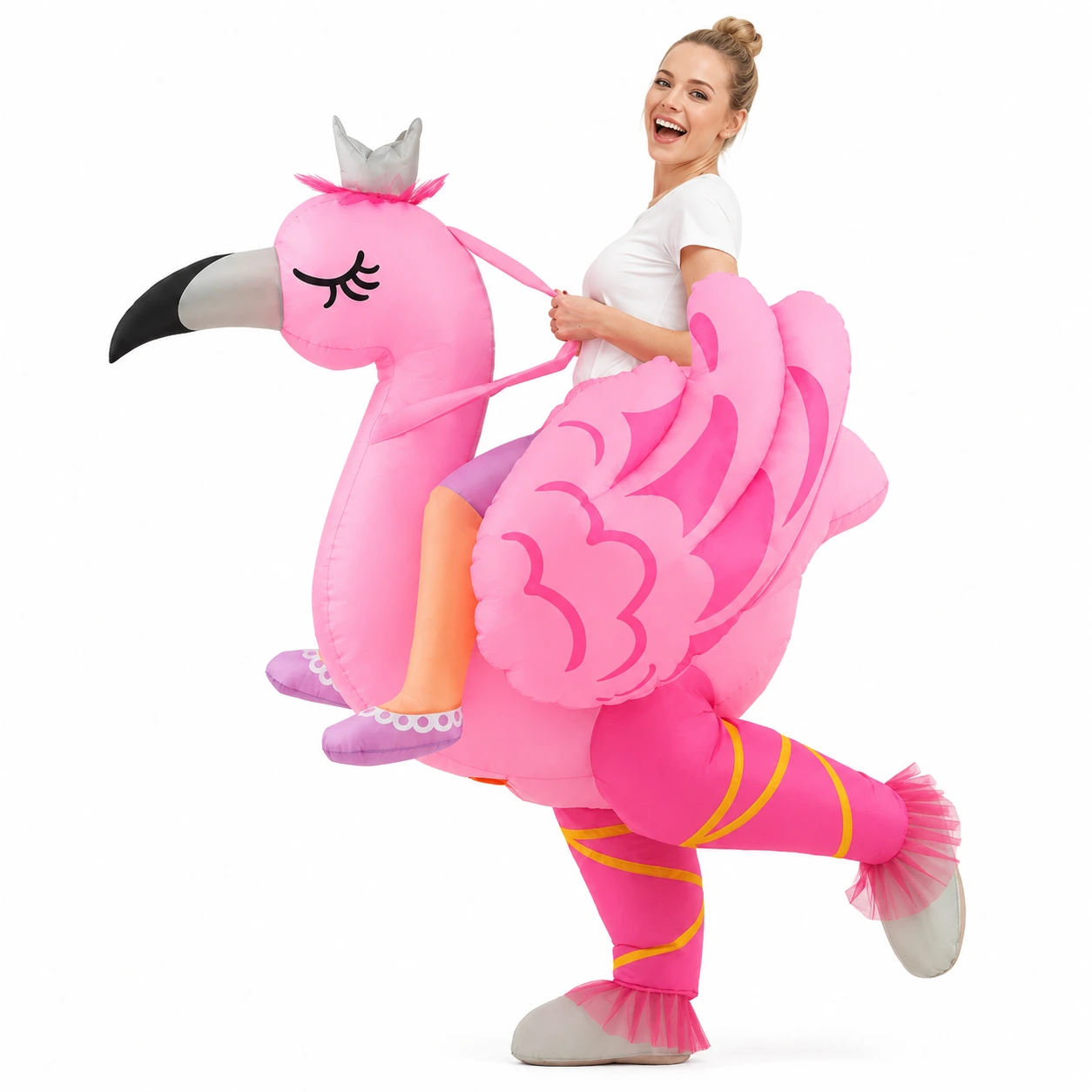 Uppblåsbar Flamingo Rid Maskeraddräkt för Vuxna