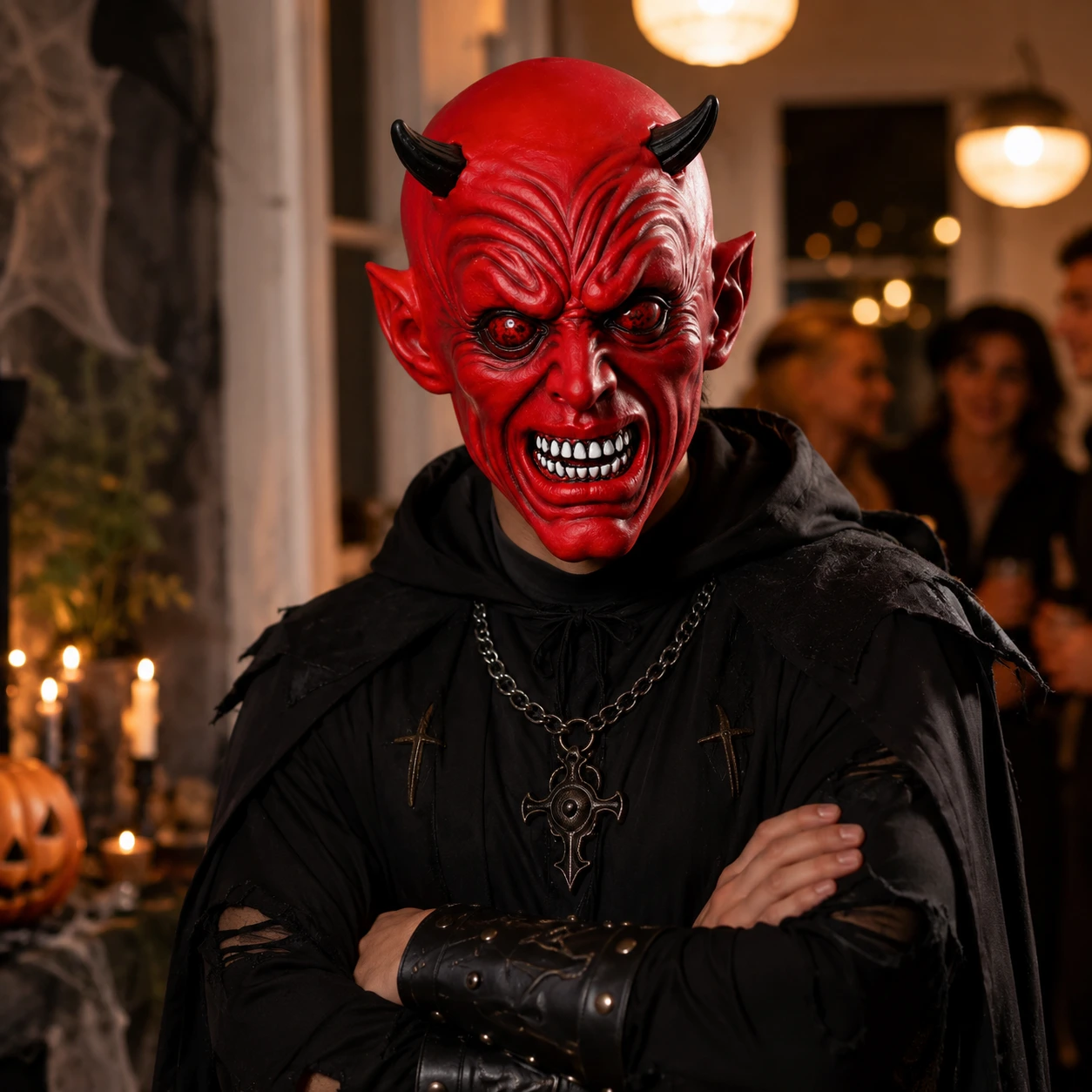 Djävulsmask för halloween och maskerad