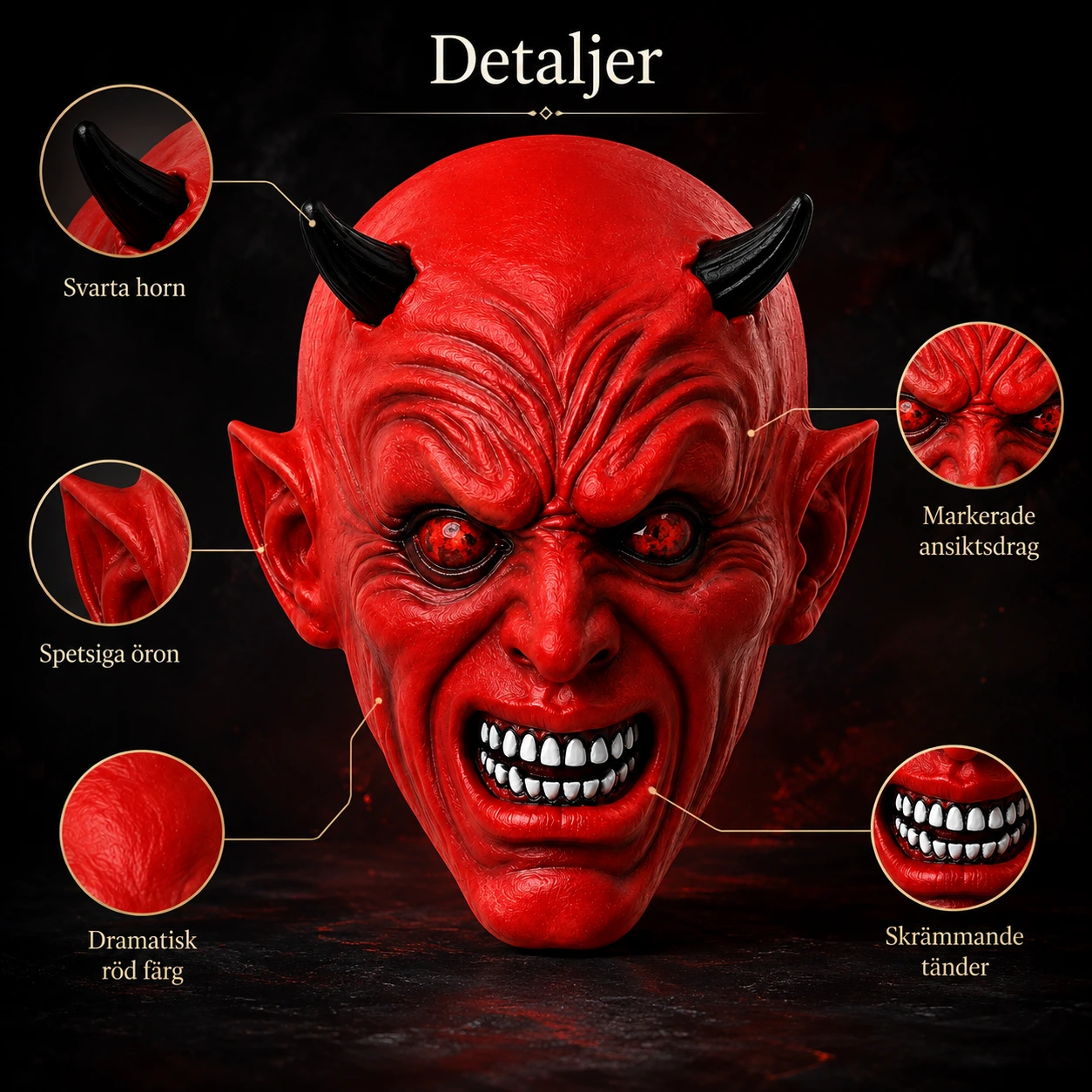 Djävulsmask för halloween och maskerad