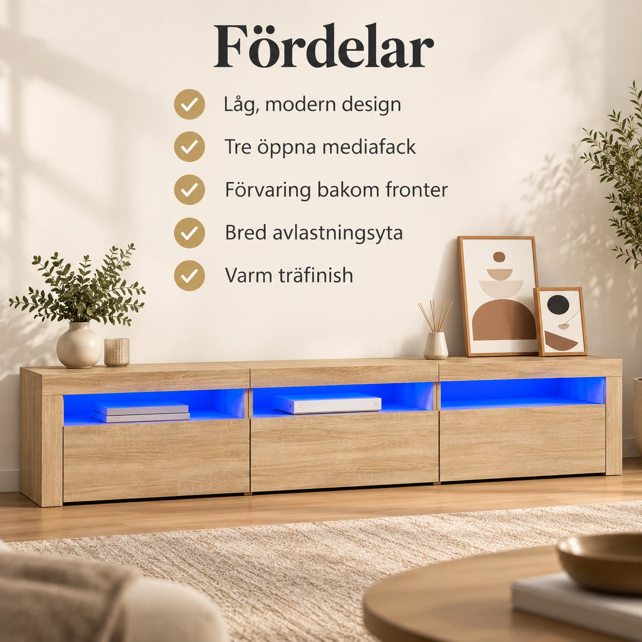 Tv-bänk med förvaring 180 x 35 x 40 cm