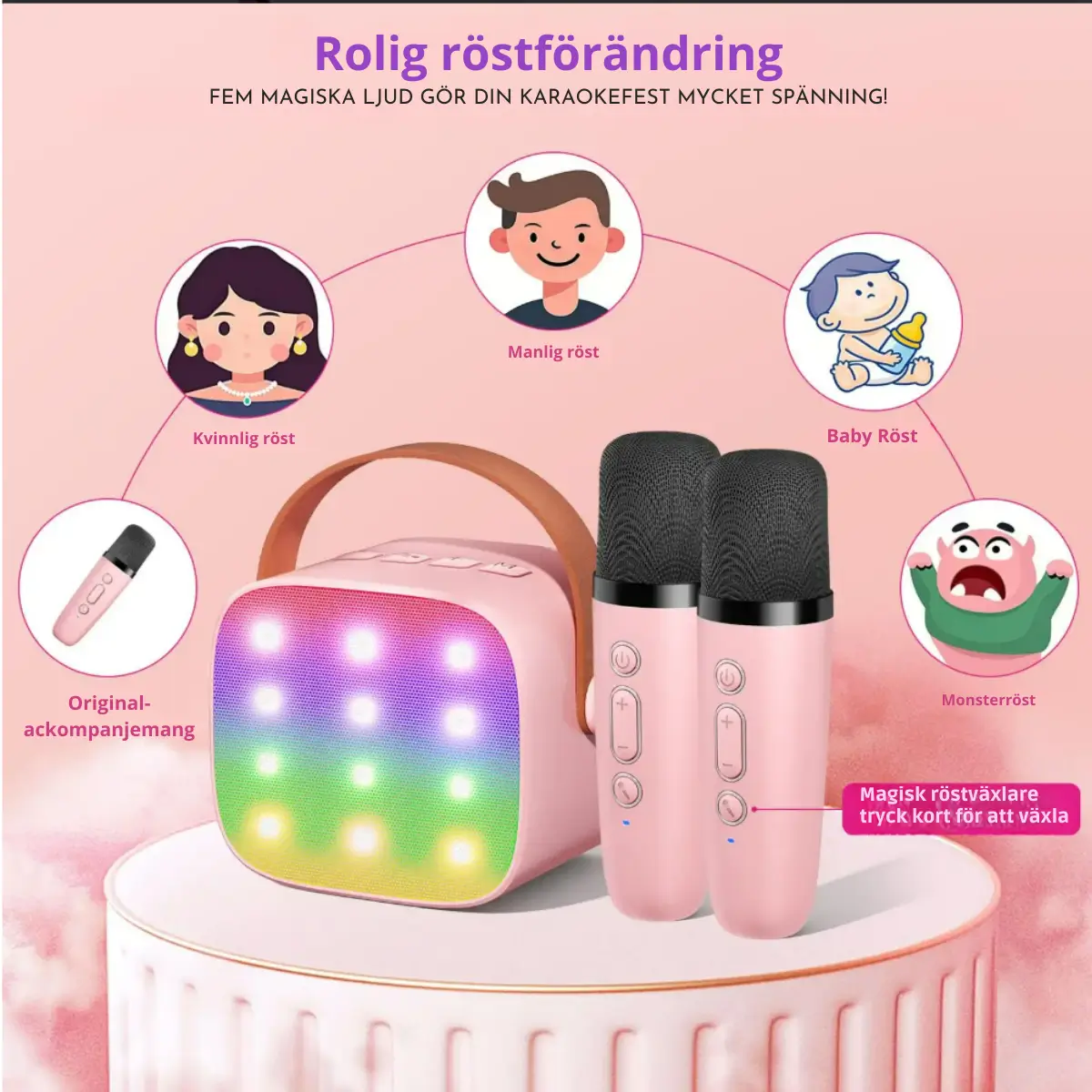 Karaoke Maskin med 2 Trådlösa Mikrofoner 2