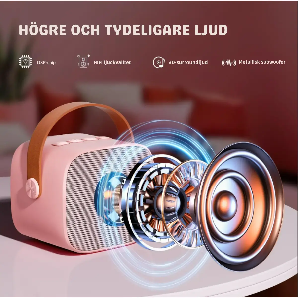 Karaoke Maskin med 2 Trådlösa Mikrofoner 4