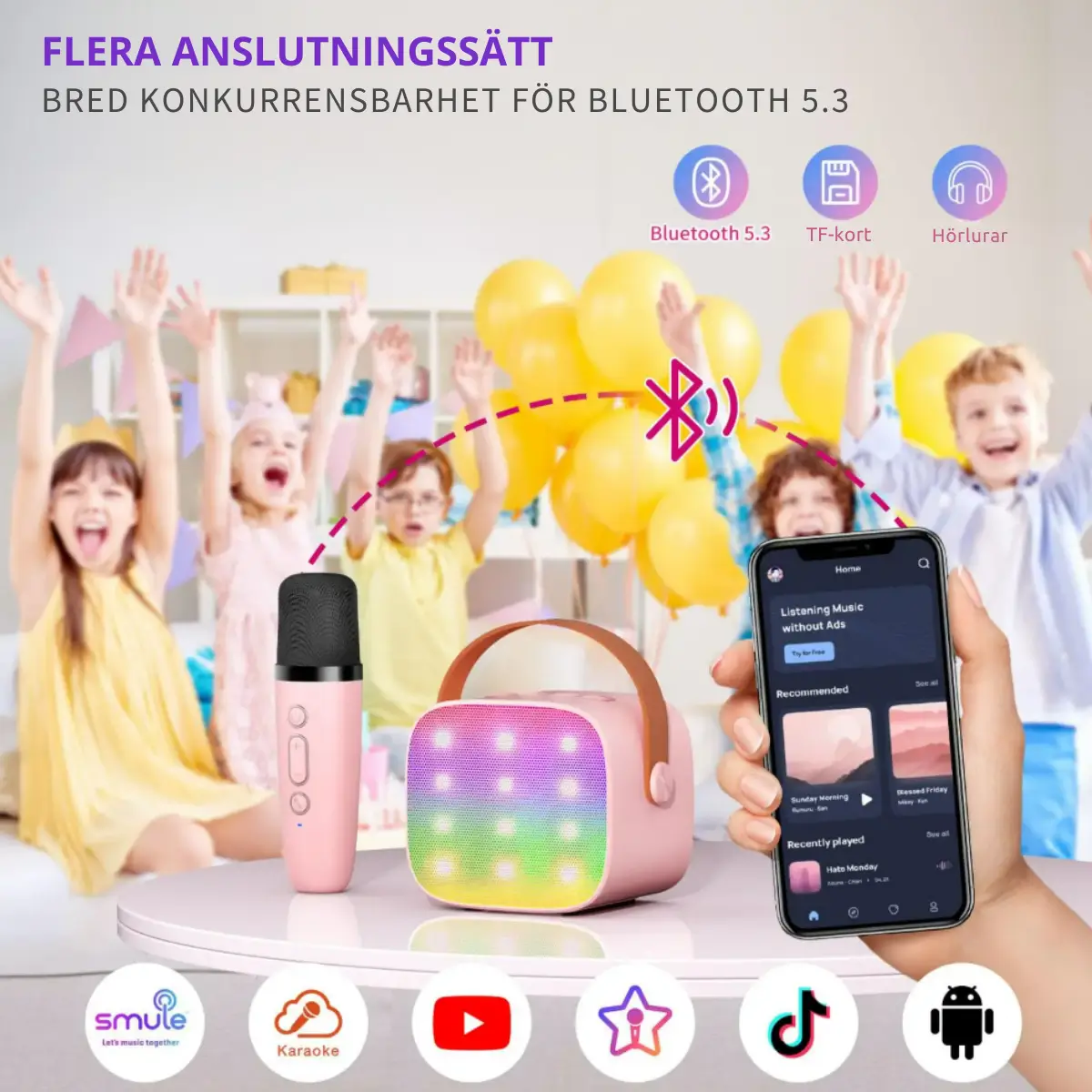 Karaoke Maskin med 2 Trådlösa Mikrofoner 5