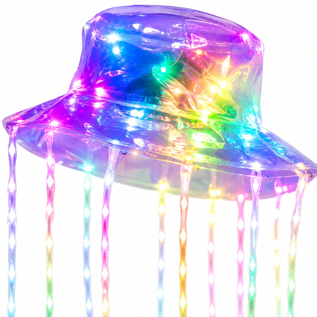 LED-hatt med lysande remsor för fest och cosplay