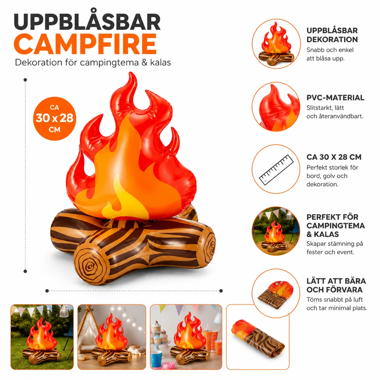 Uppblåsbar Lägereld – Dekoration i PVC