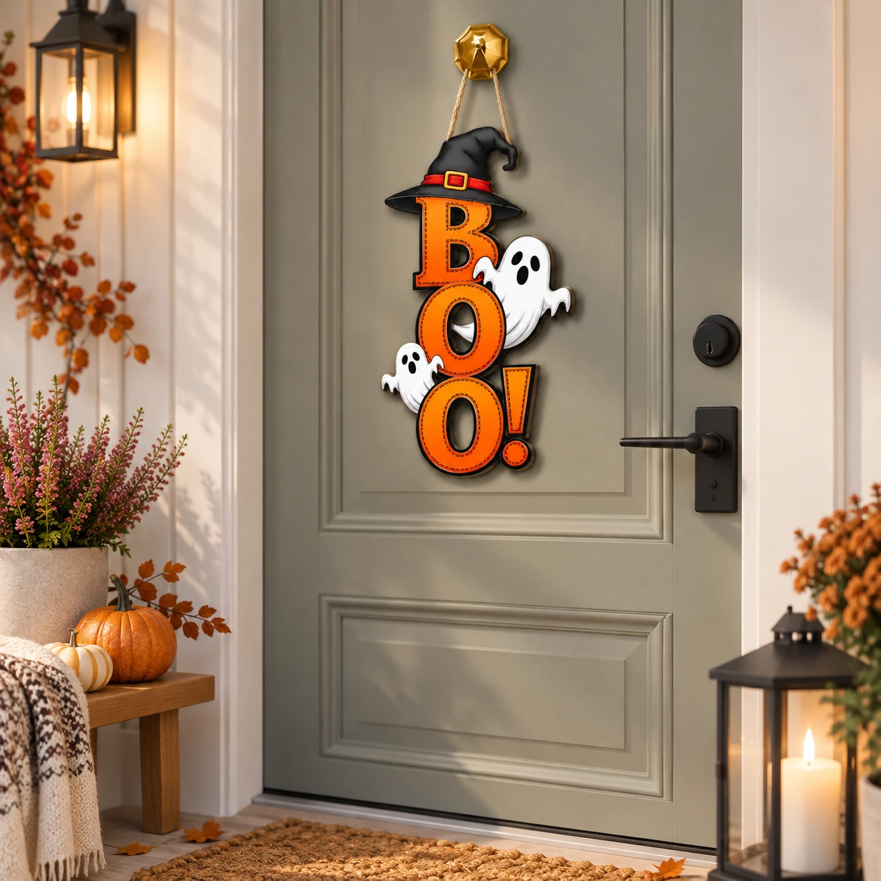 Halloween-ovikoriste, haamu ja Boo